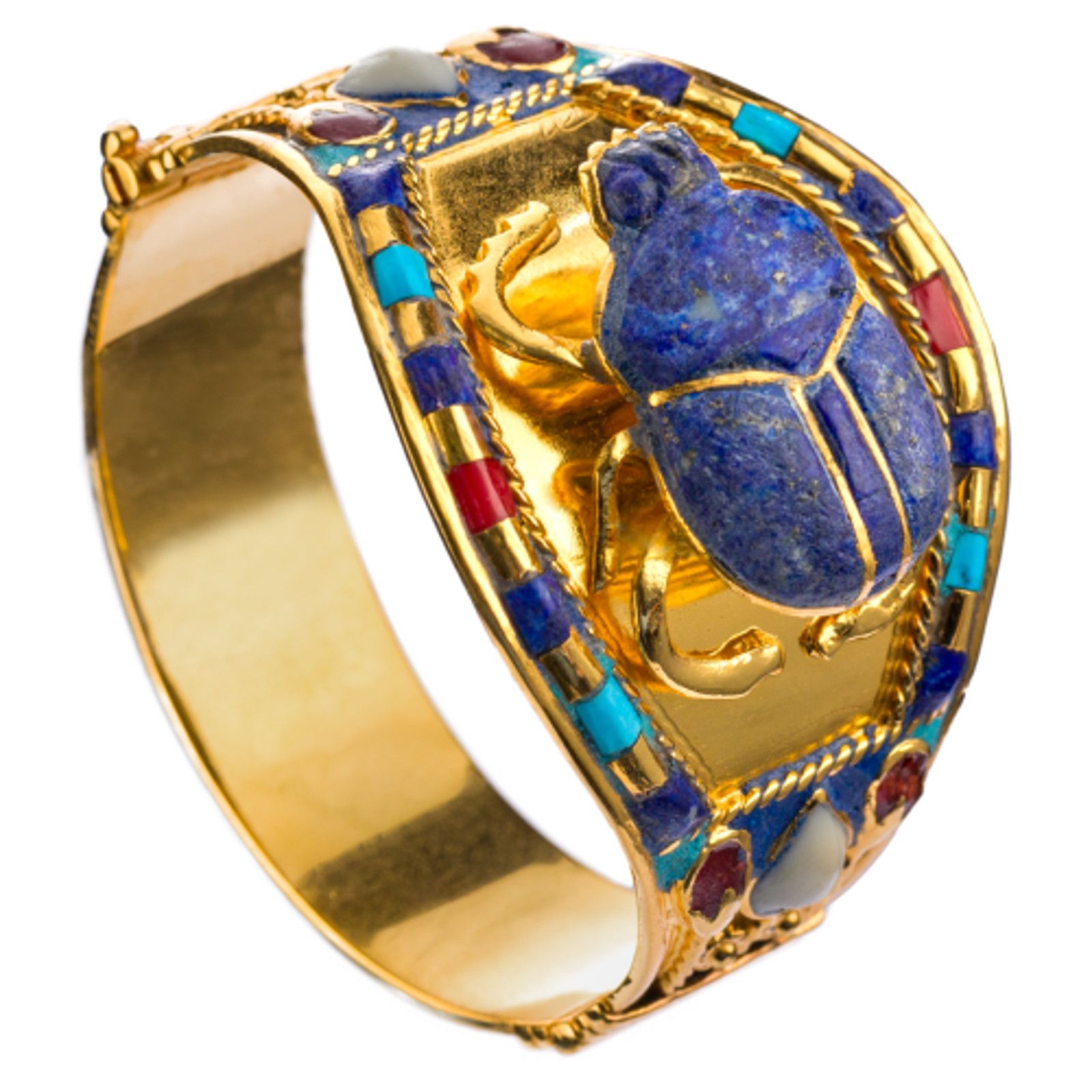 image of Name Scarab 24K Golden Plated Bracelet From Ancient Egyptian King, Women's