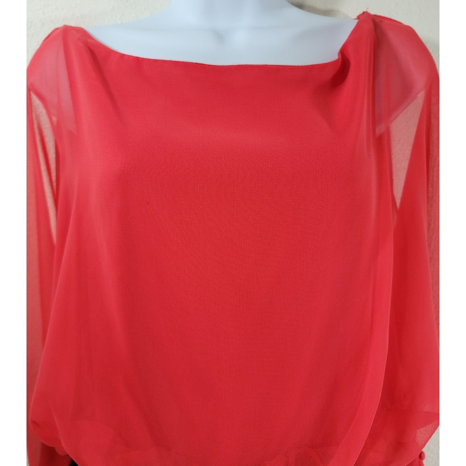 Other Coral Orange Blue Cold Shoulder Sheer Overlay Mini Dress S Size S / US 4 / IT 40 - 5 Thumbnail