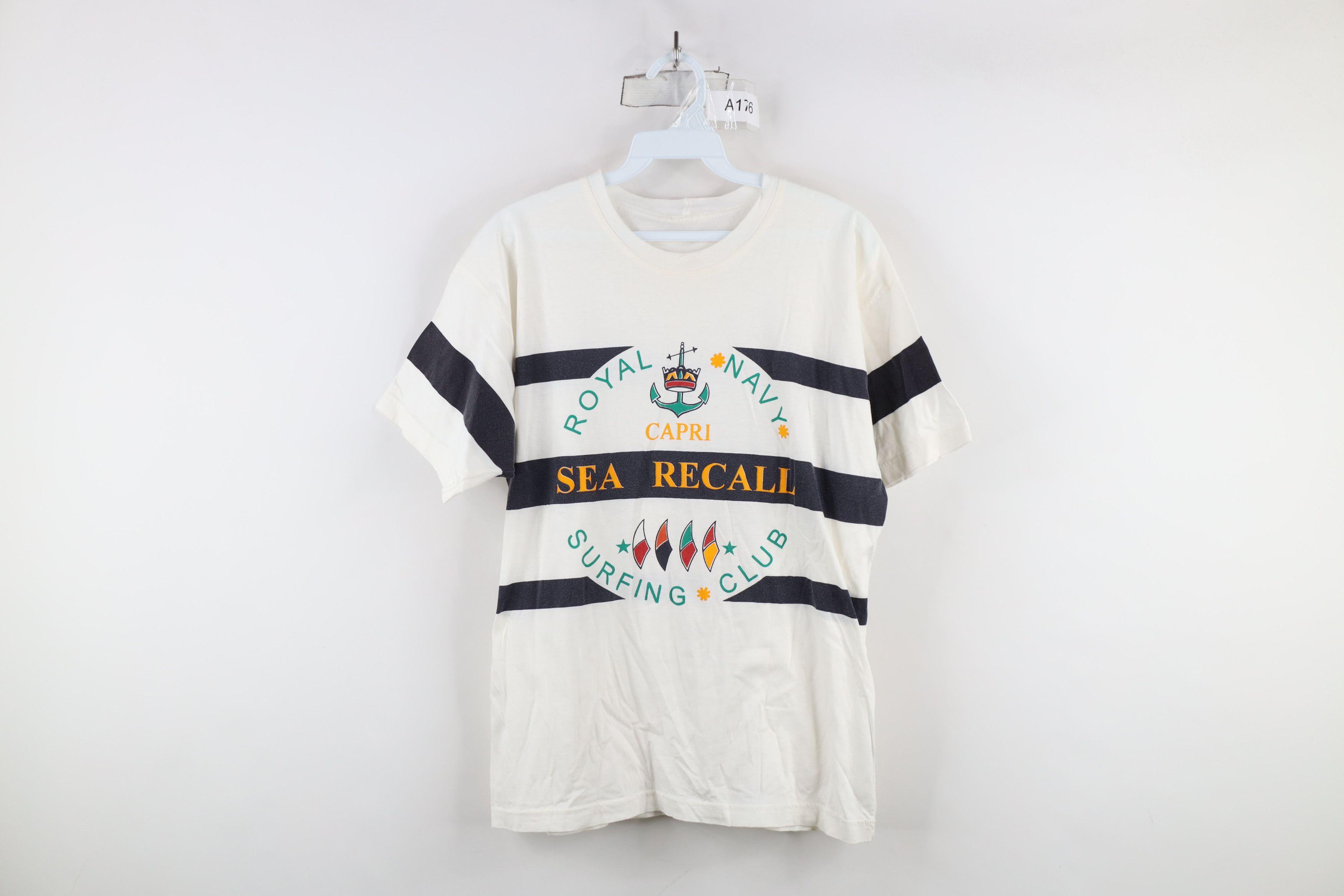 Vintage Vintage 90s Streetwear Royal Navy Surfing Club T-Shirt Size US M / EU 48-50 / 2 - 1 Thumbnail