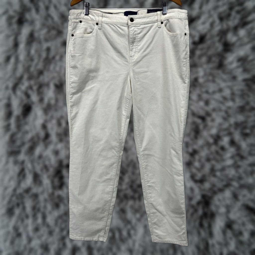 Talbots NEW Talbots Flawless Slim Ankle Pants 16 Ivory Corduroy Womens Size 38" / US 16 / IT 52 - 1 Thumbnail