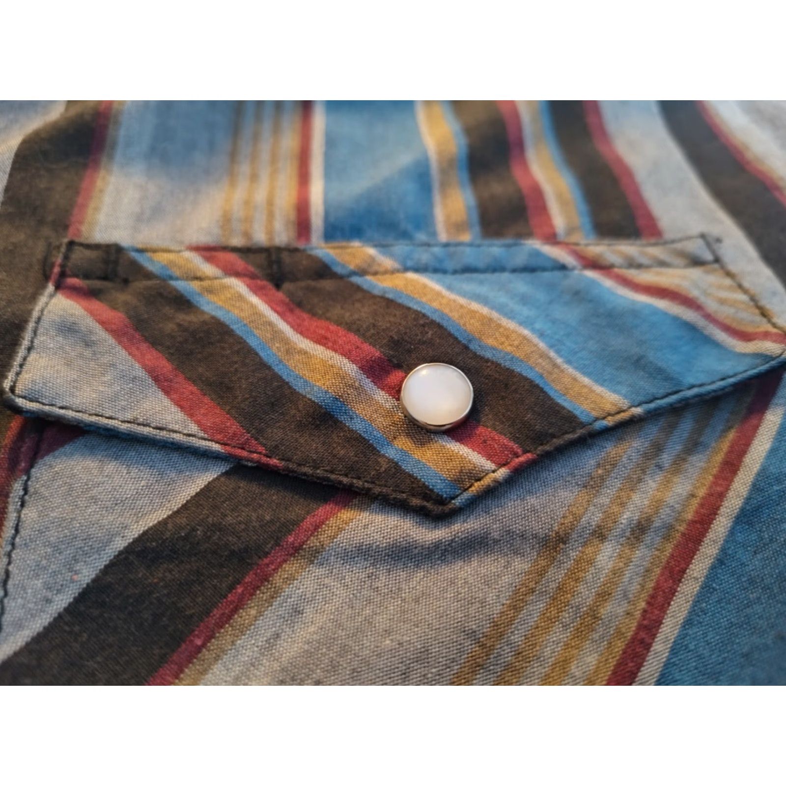 Wrangler VINTAGE Wrangler Pearl Snap Shirt Mens 18X36 X-Long Tail Plaid Blue Multi USA Cowboy Cut Shirt Mens Size US XXL / EU 58 / 5 - 7 Thumbnail