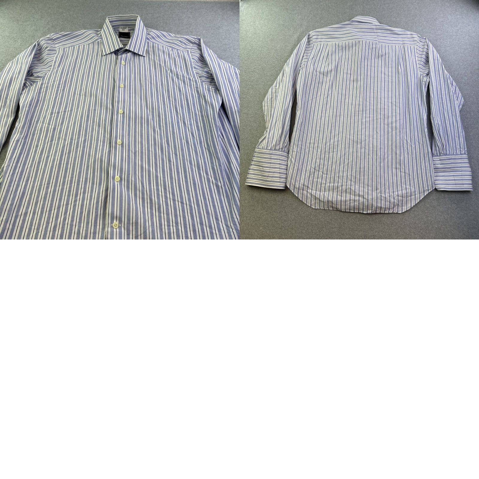 David Donahue David Donahue Dress Shirt Mens 16 Blue White Striped Long Sleeve Button Up Adult Size 42R - 9 Thumbnail