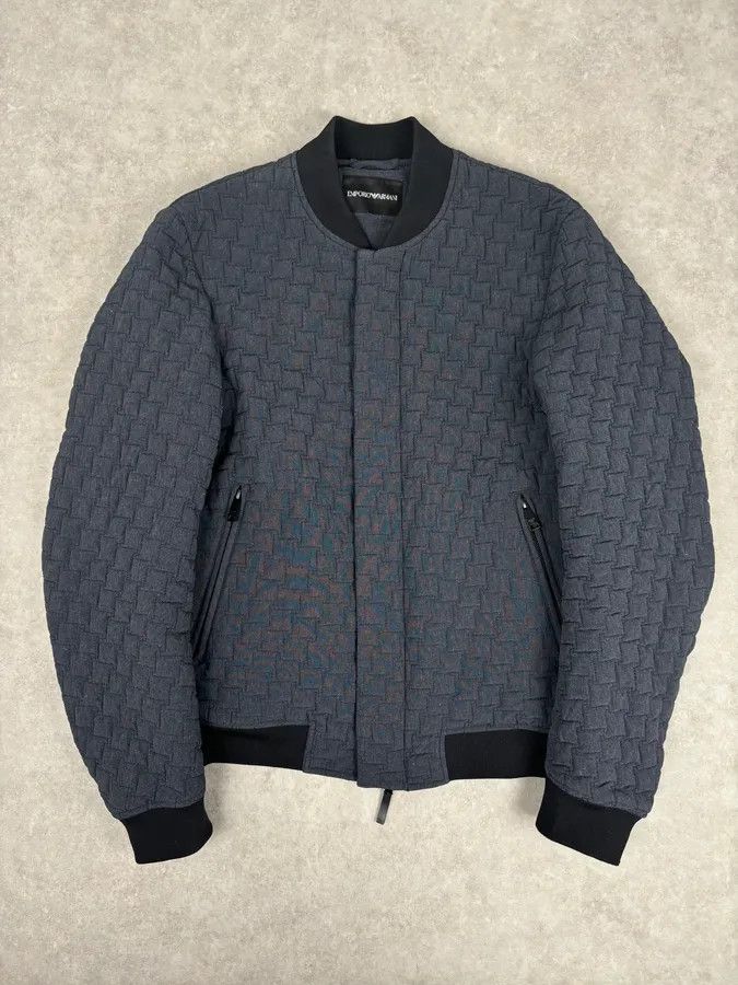 Emporio Armani SS2018 Emporio Armani Navy Nylon Quilted Bomber Jacket Size US M / EU 48-50 / 2 - 1 Thumbnail
