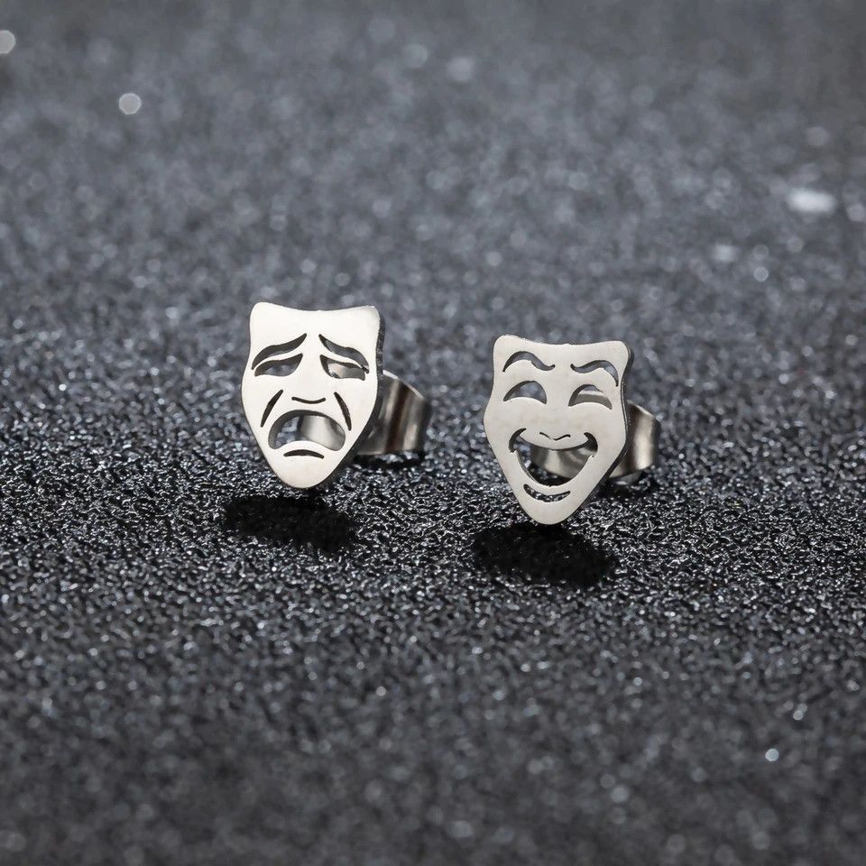 Other Happy Sad Face Nail Stud Earrings Size ONE SIZE - 1 Thumbnail
