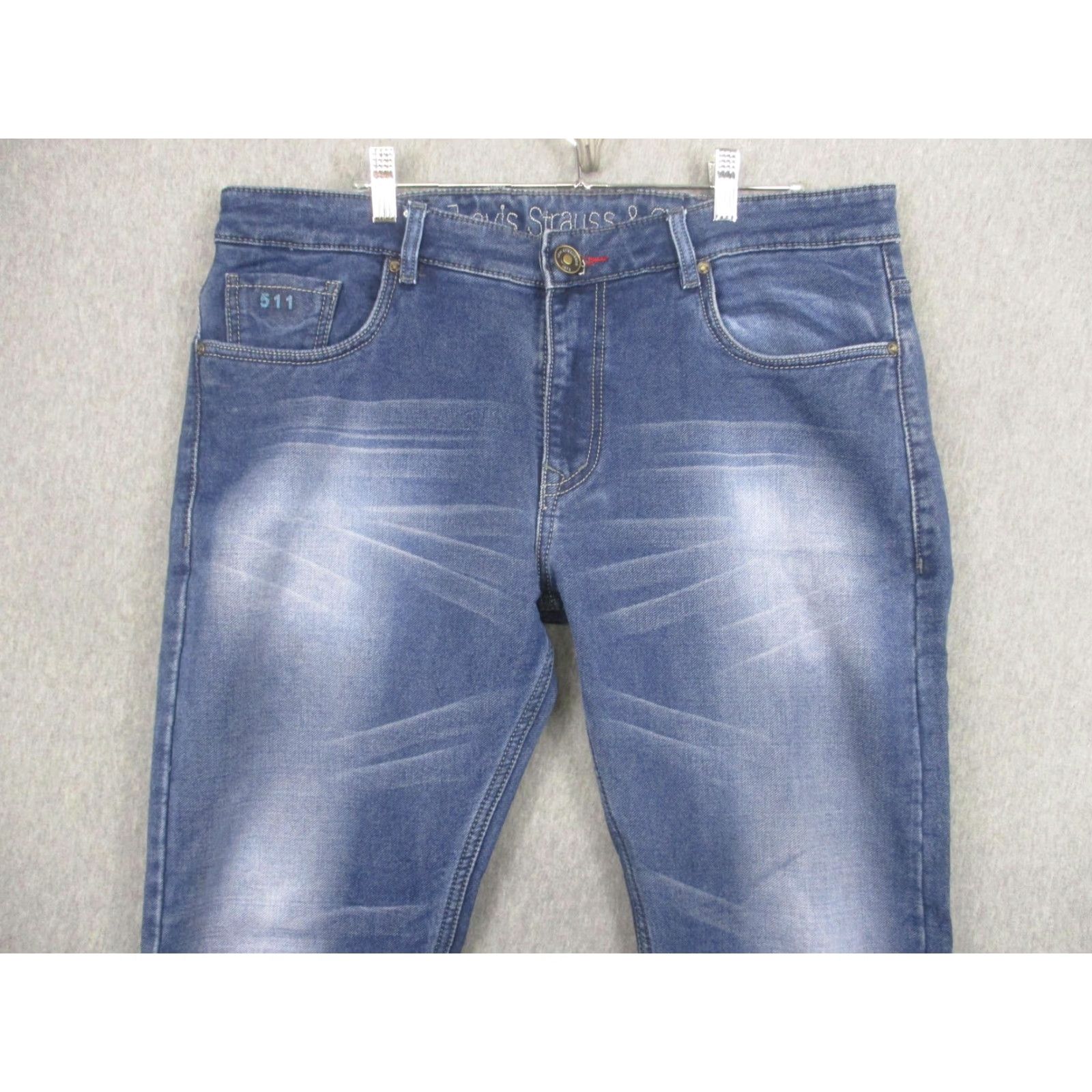 Levi's Levi's 511 Jeans Mens 38x32 Blue Slim Fit Tapered Leg Denim Medium Wash Size US 38 / EU 54 - 2 Thumbnail