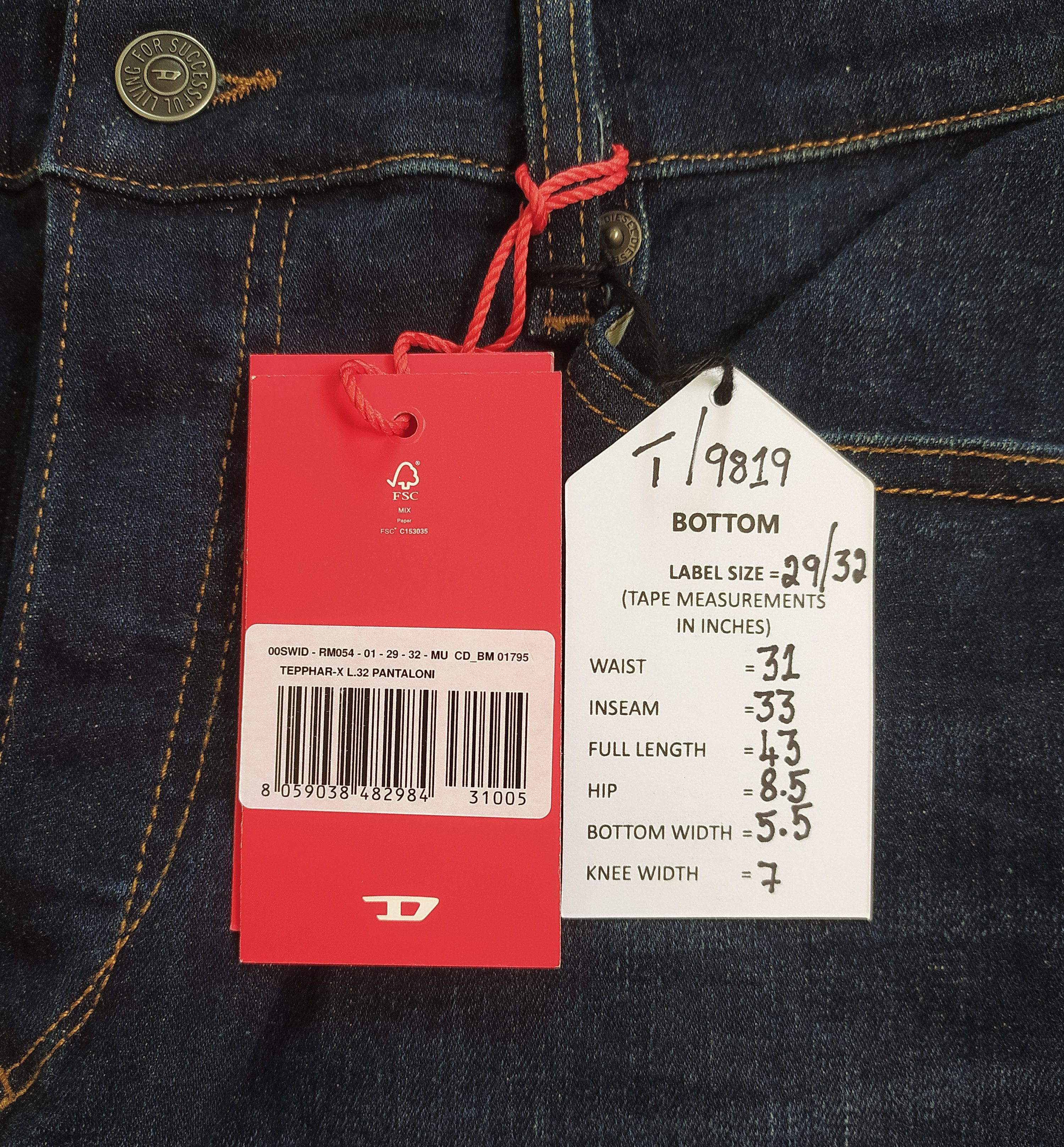 Diesel Diesel Tepphar-X Men's jeans Free Worldwide Shipping T/ 9819 Size US 32 / EU 48 - 12 Thumbnail
