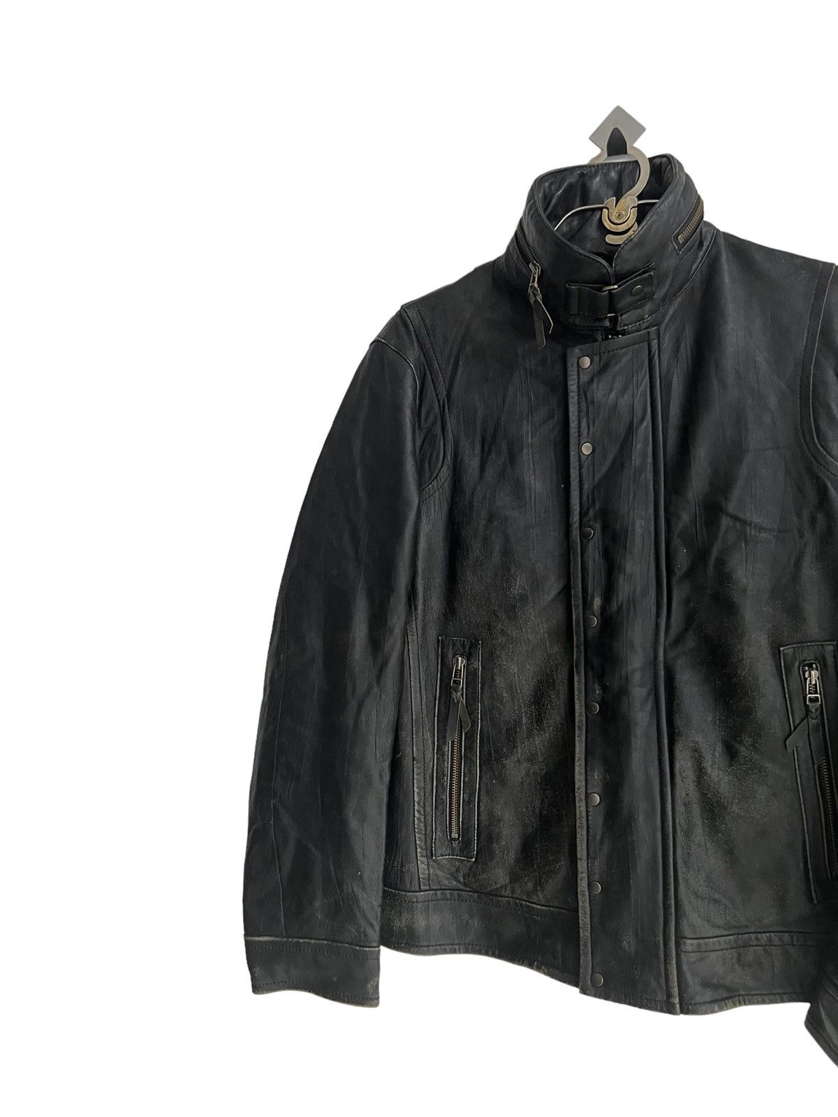 HIDEAWAYS Nicole Club for Men Leather Sheepskin Bono Biker Jacket Size US M / EU 48-50 / 2 - 4 Thumbnail