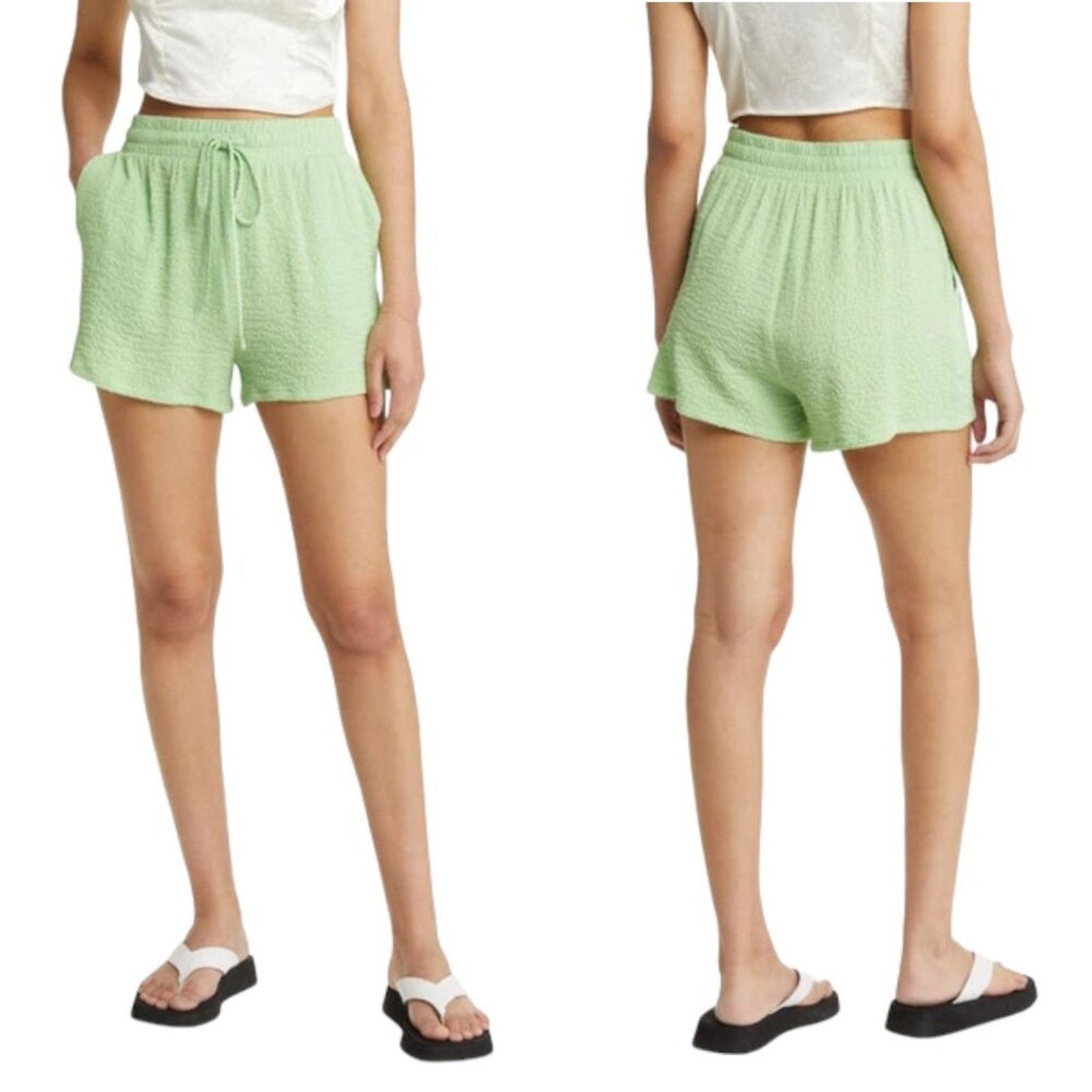 BP. BP Textured Drawstring Shorts Green Size 1X NWOT $35 MSRP Size 38" / US 16 / IT 52 - 1 Thumbnail