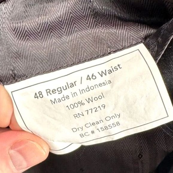 Joseph Joseph Feiss 100% Wool Blazer Adult 48R Black Sport Coat Tuxedo Mens - Chest 51" & 31 Size 48R - 6 Thumbnail