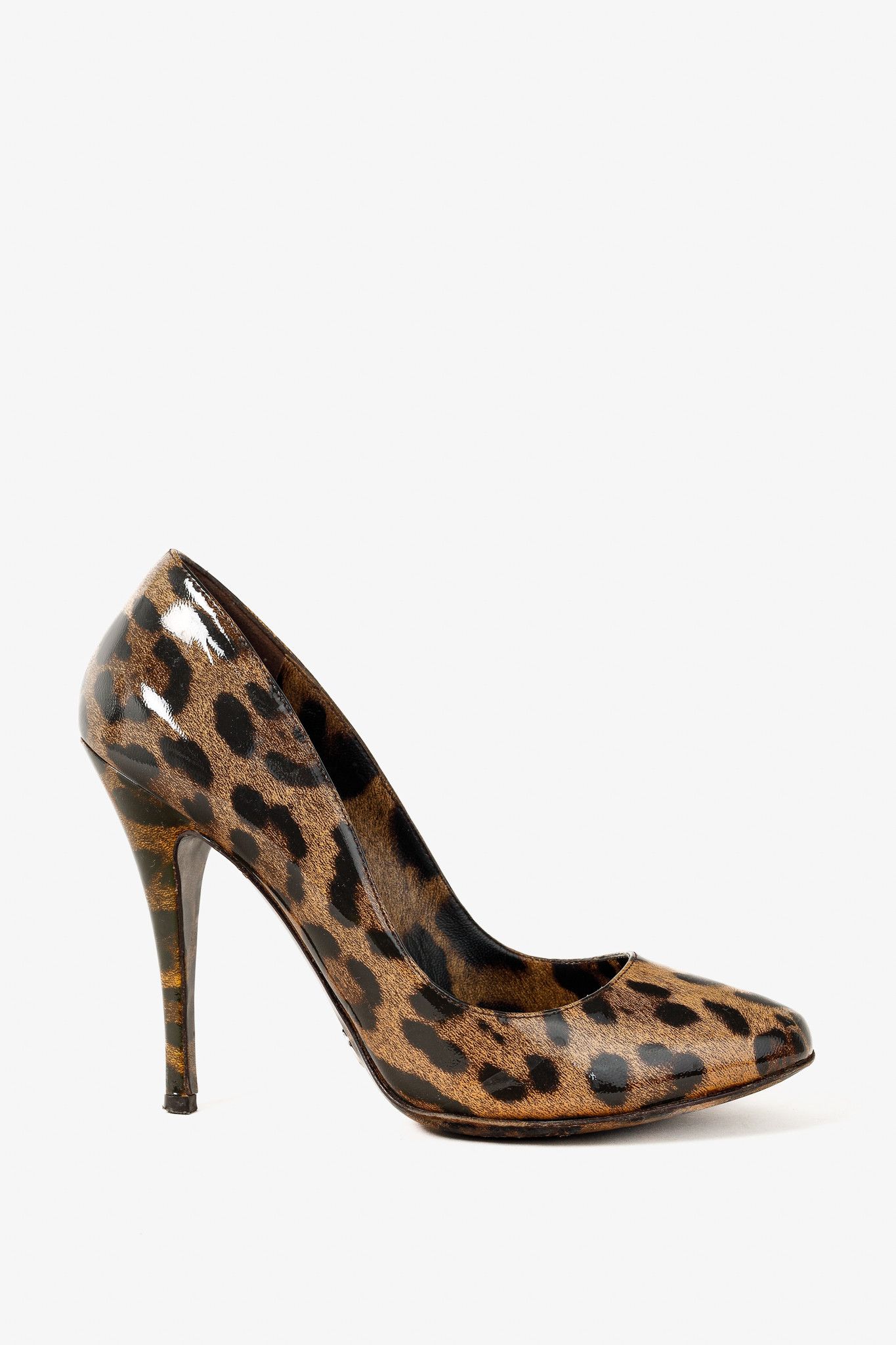 Dolce & Gabbana Dolce & Gabbana Brown Leopard Patent Leather Pumps Size US 9 / IT 39 - 1 Thumbnail