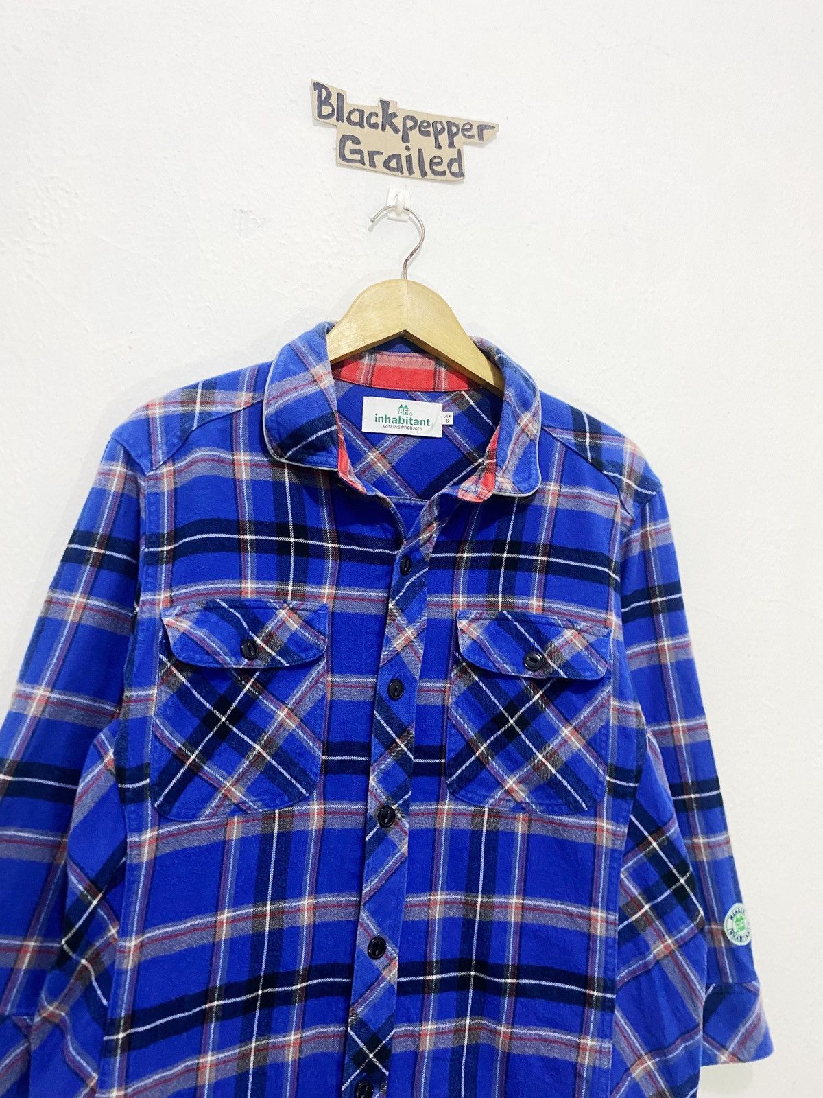 INHABIT Inhabitant Flannel Three-Quarter Length Sleeve Button Up Size US S / EU 44-46 / 1 - 2 Thumbnail