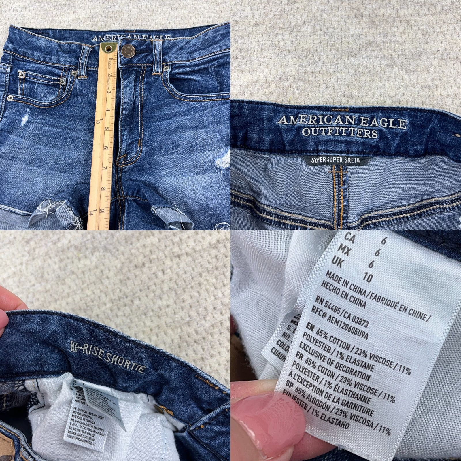 American Eagle Outfitters American Eagle Shorts Women 6 High Rise Cut Off Shortie Cuffed Dark Jean Jorts Size 28" / US 6 / IT 42 - 8 Thumbnail