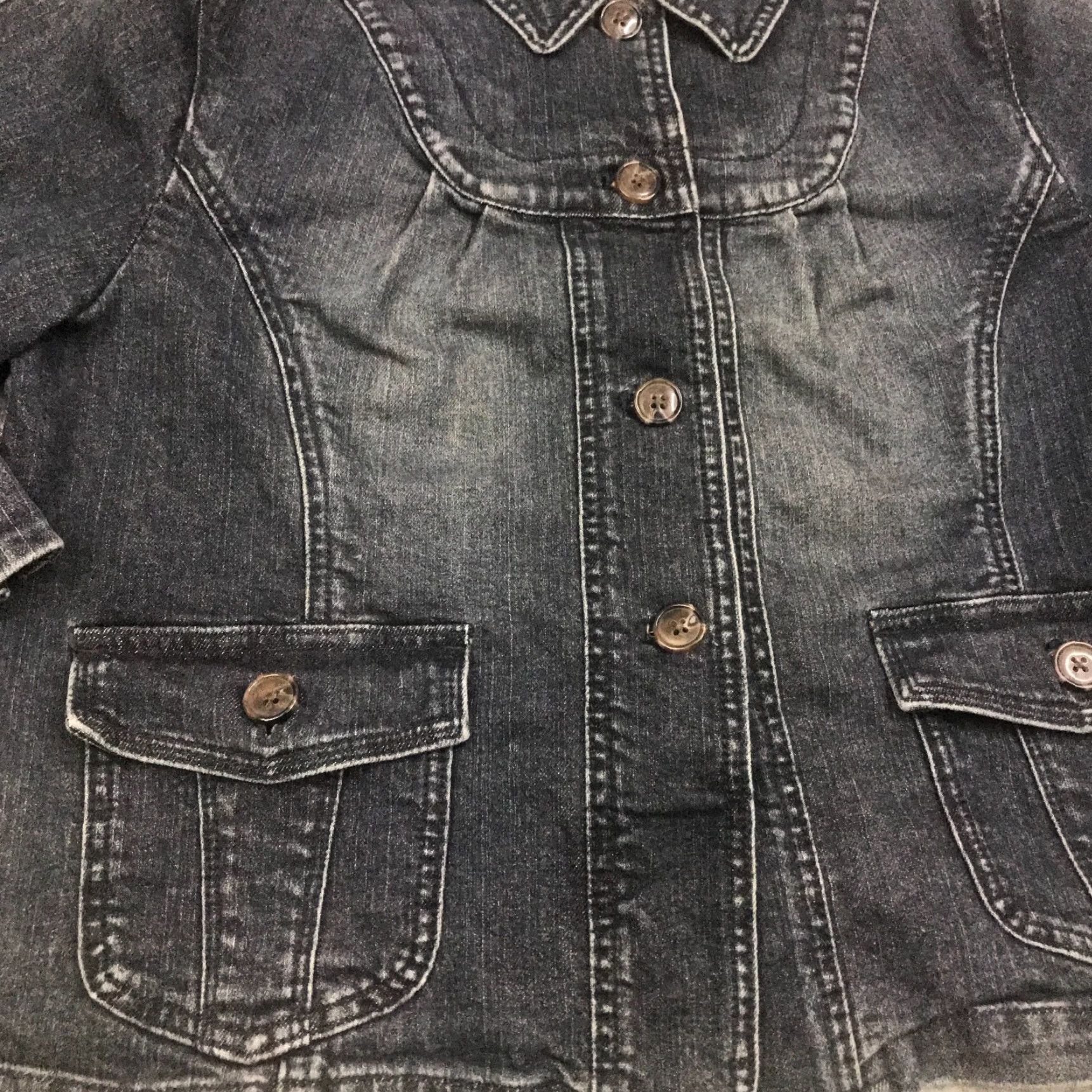 Denime Motto Jacket Womens Large Blue Denim Button Down Front Pockets Size 36" / US 14 / IT 50 - 2 Thumbnail