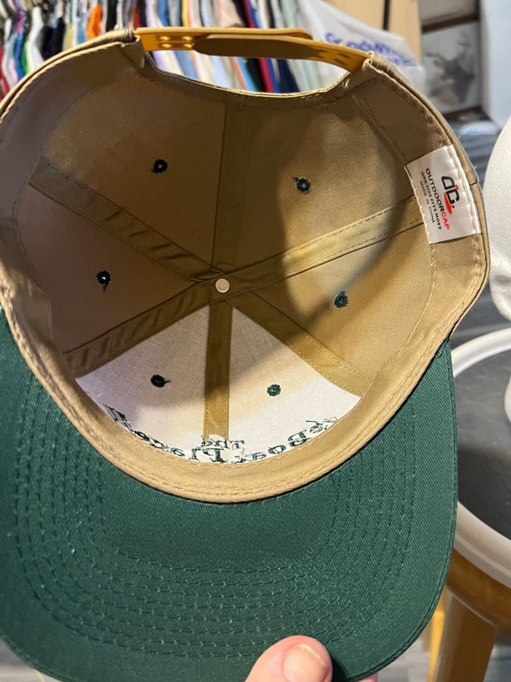 Vintage Men's Outdoor Cap The Boat Place Tan Green Baseball Hat Size ONE SIZE - 5 Thumbnail