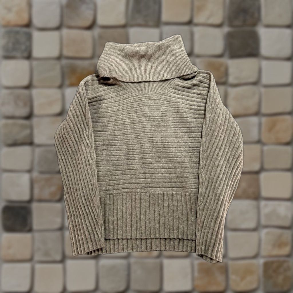 Anthropologie VINTAGE Anthropologie By Month Sweater Womens XXS Brown Ribbed Turtle Neck High Low Hem Size XXS / US 00 / IT 34 - 1 Thumbnail