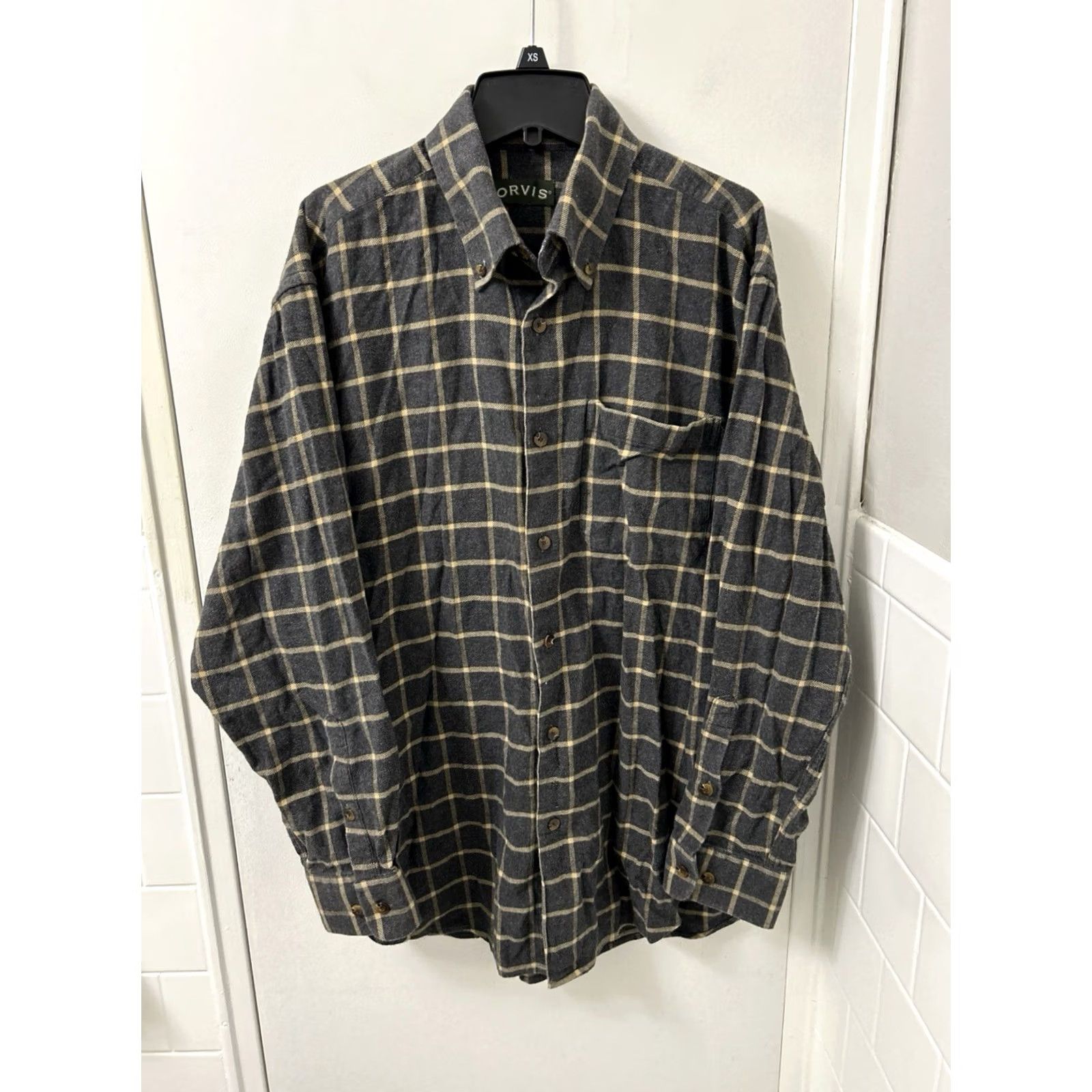 Orvis Orvis Shirt Mens XL Gray Plaid Flannel 100% Cotton Long Sleeve Button-Down Collared Size US XL / EU 56 / 4 - 2 Thumbnail