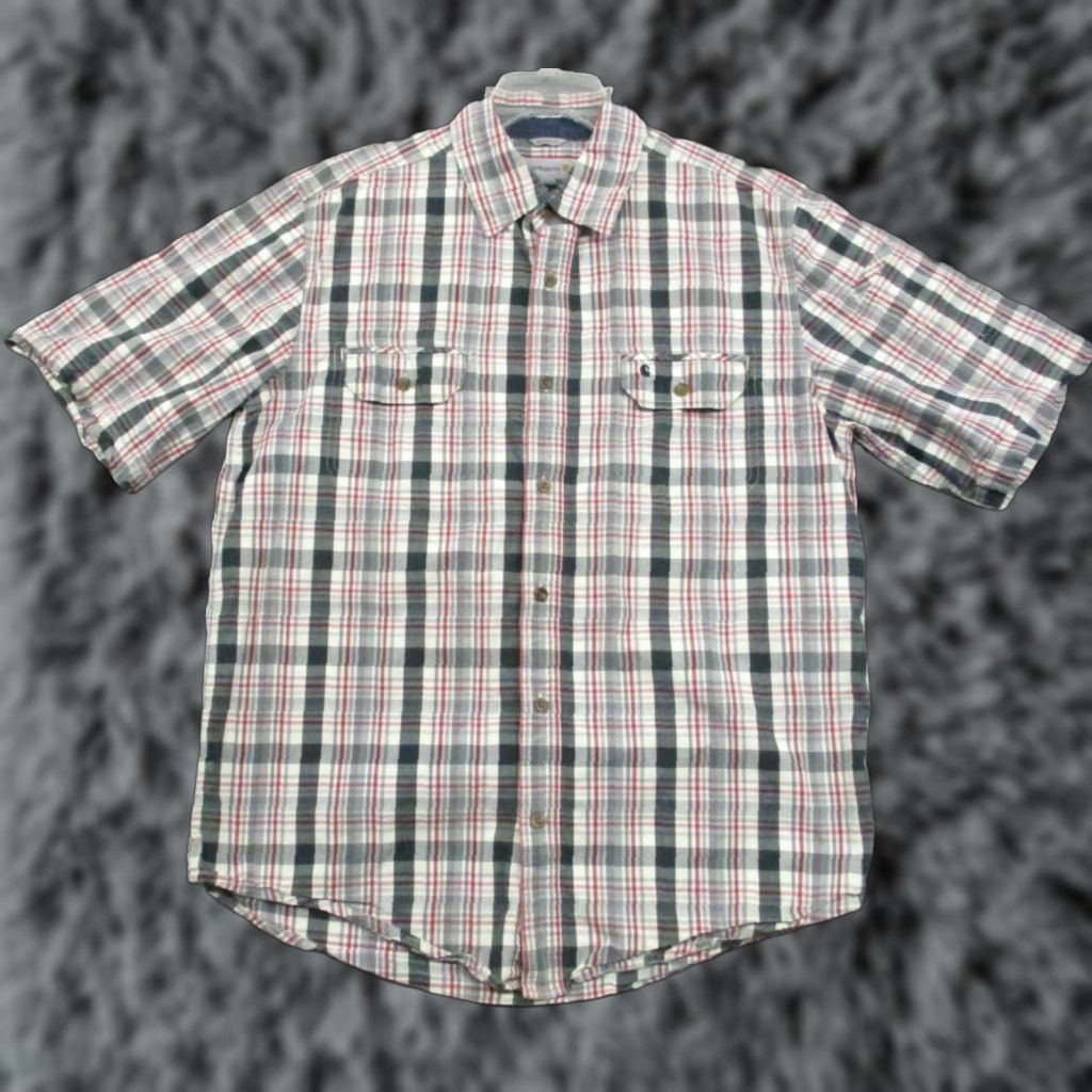 Carhartt Carhartt Relaxed Fit Mens Large L Red Plaid Short Sleeve Button-Up Shirt Size US L / EU 52-54 / 3 - 1 Thumbnail