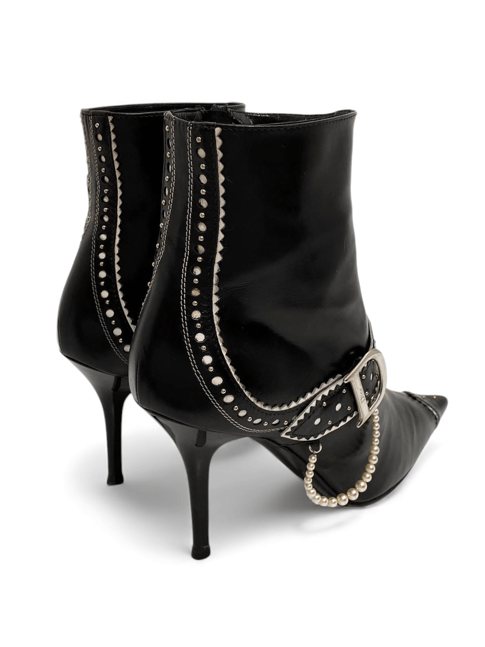 Dior Dior x Galliano D Logo Pearl Black Leather Ankle Boots Y2K Size US 6.5 / IT 36.5 - 7 Thumbnail