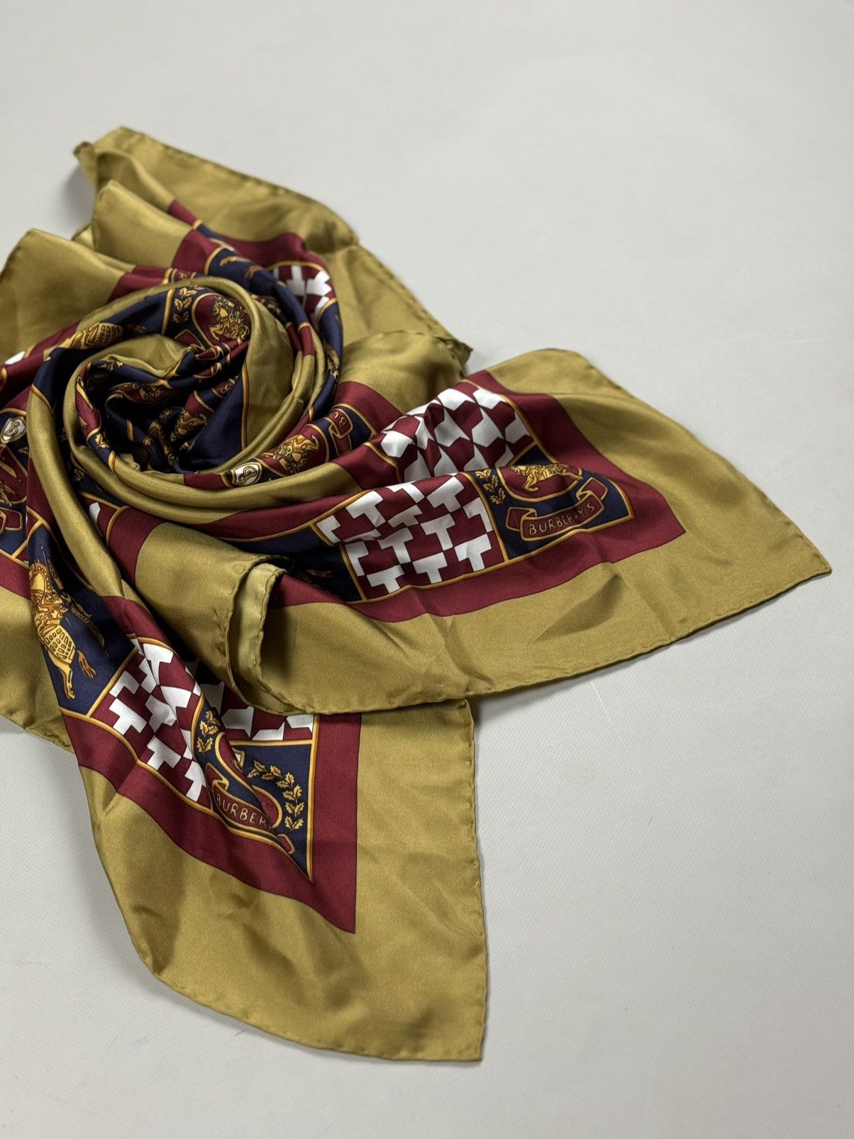 Burberry Burberry’s VTG Silk Multilogo Overprinted Handkerchief Scarf Size ONE SIZE - 10 Thumbnail