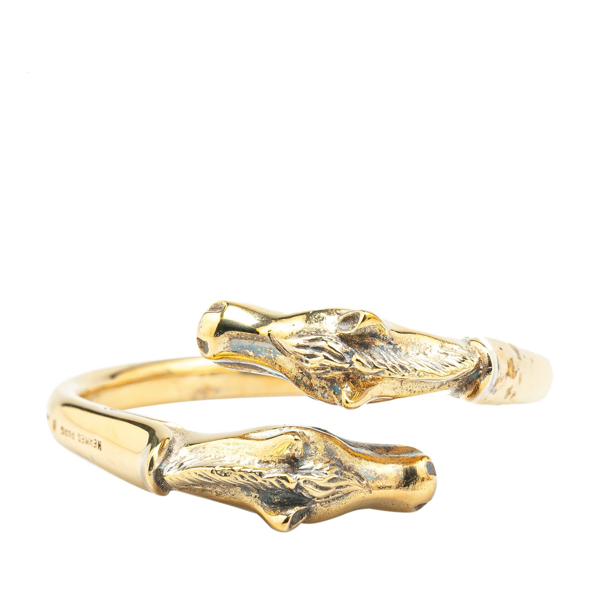Hermes Hermès Gold Plated Cheval Double Horse Bangle Gold Size ONE SIZE - 1 Thumbnail