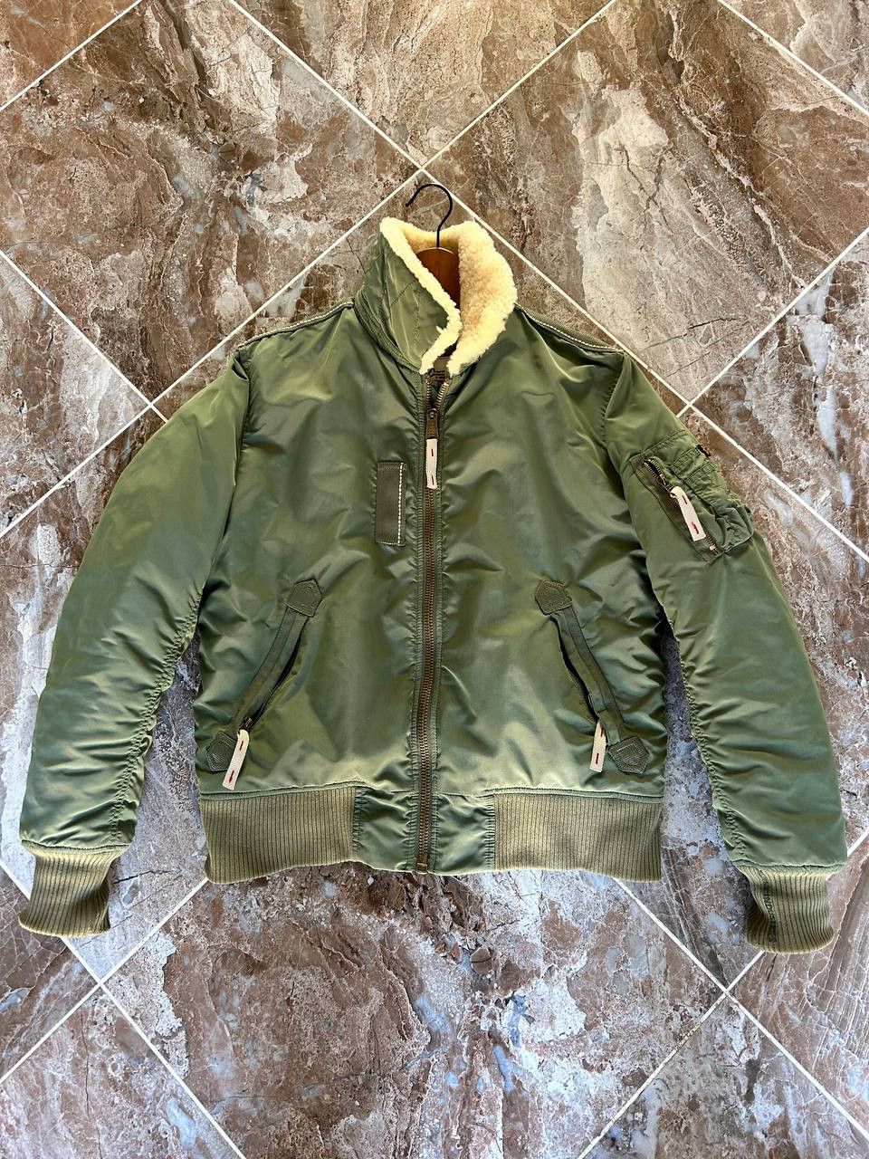 image of Alpha Industries x Made In USA Alpha Industies Vintage Bombers in Olive, Men's (Size 2XS)