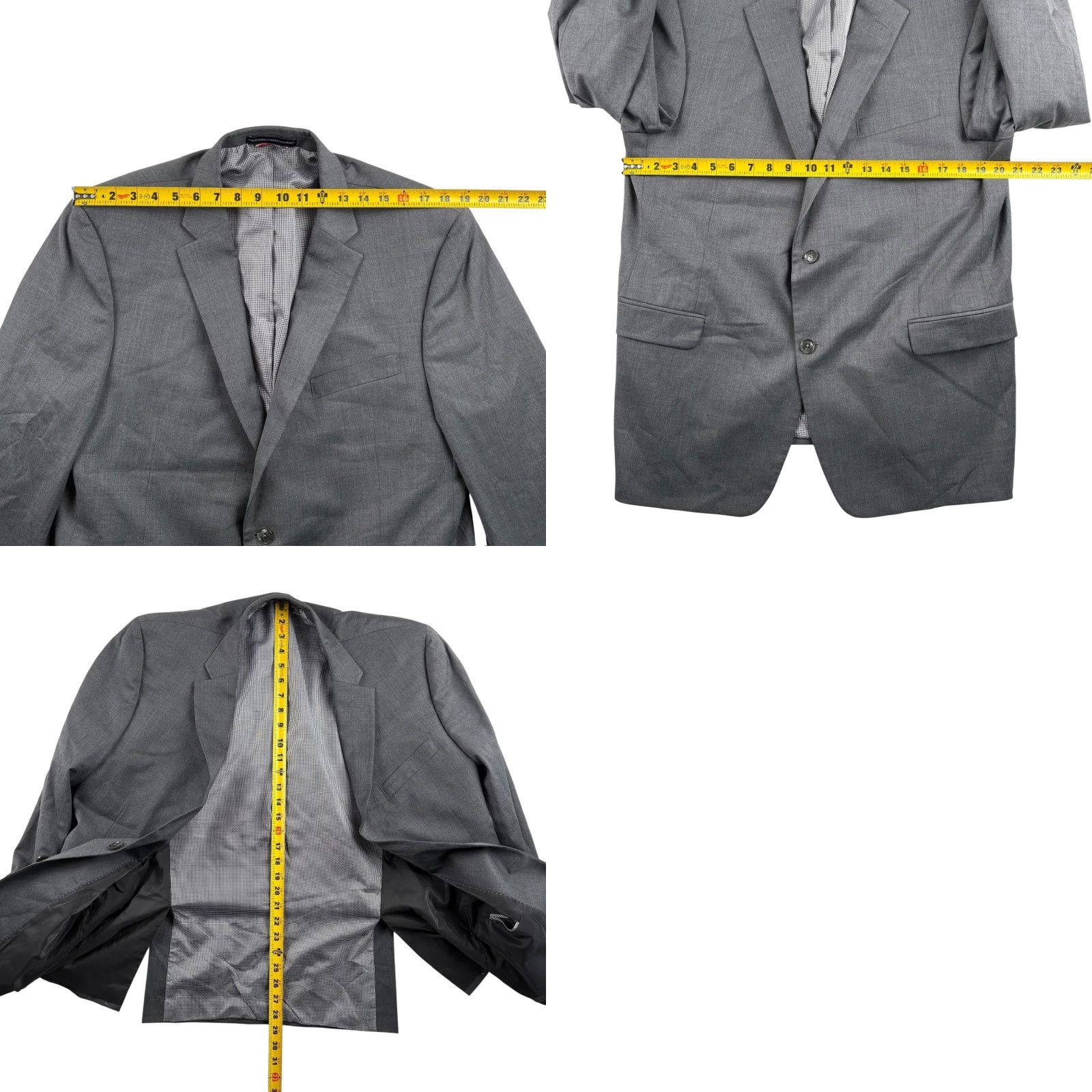 Tommy Hilfiger Tommy Hilfiger Blazer Jacket Men Wool Stretch Gray 46R Regular Double-Vented 2-Button Notch Lining Viscose Poly 46R Mens Size 46R - 8 Thumbnail