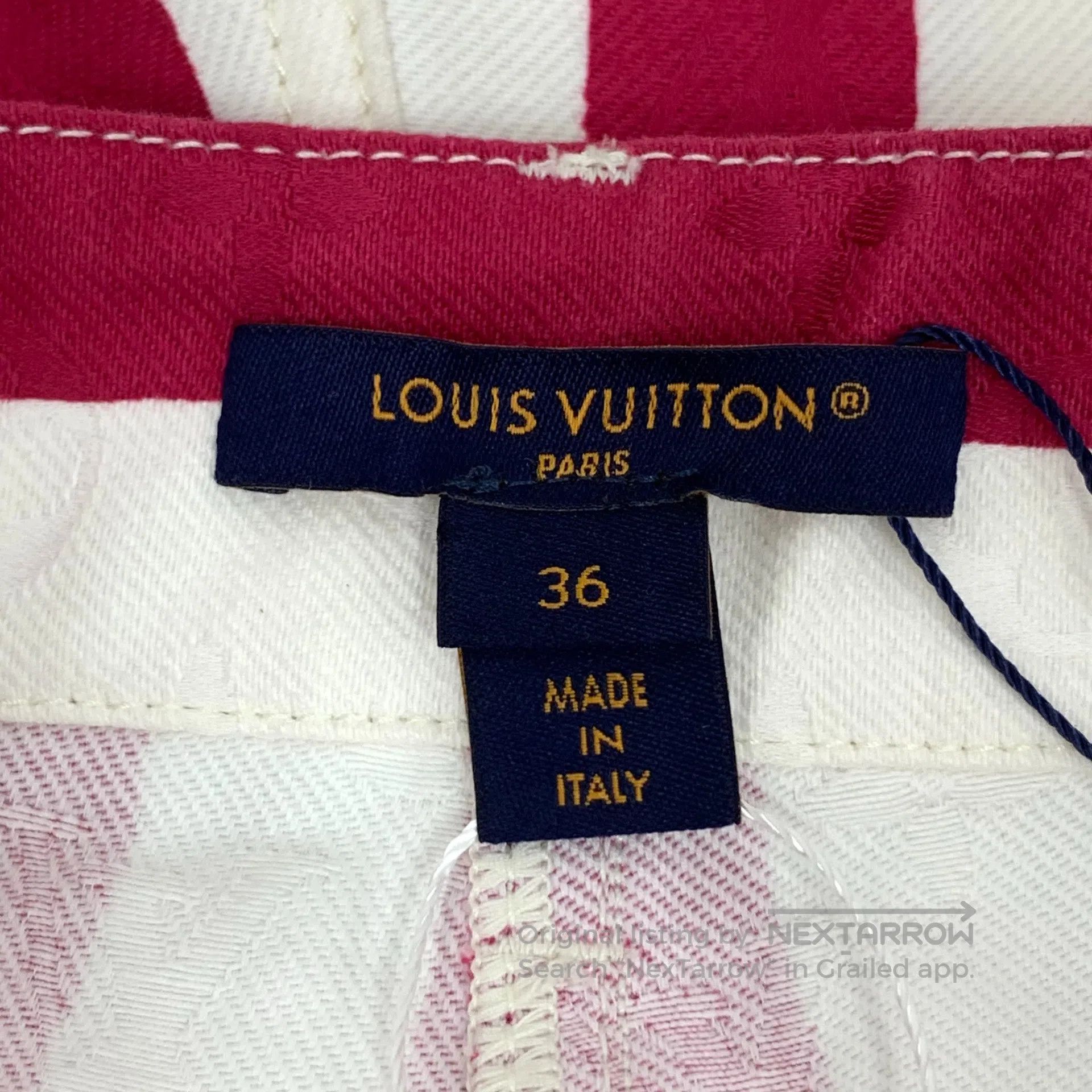 Louis Vuitton Louis Vuitton Red Striped Logo Imprinted Elastic Waist Cas Size 35" - 6 Thumbnail