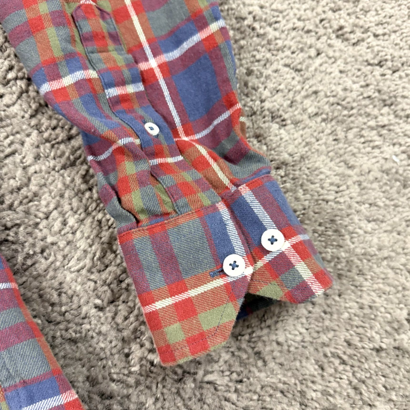 Vintage Onward Reserve Shirt Mens XL Red Plaid Cotton Flannel Long Sleeve Button-Up Tailored Fit Size US XL / EU 56 / 4 - 3 Thumbnail