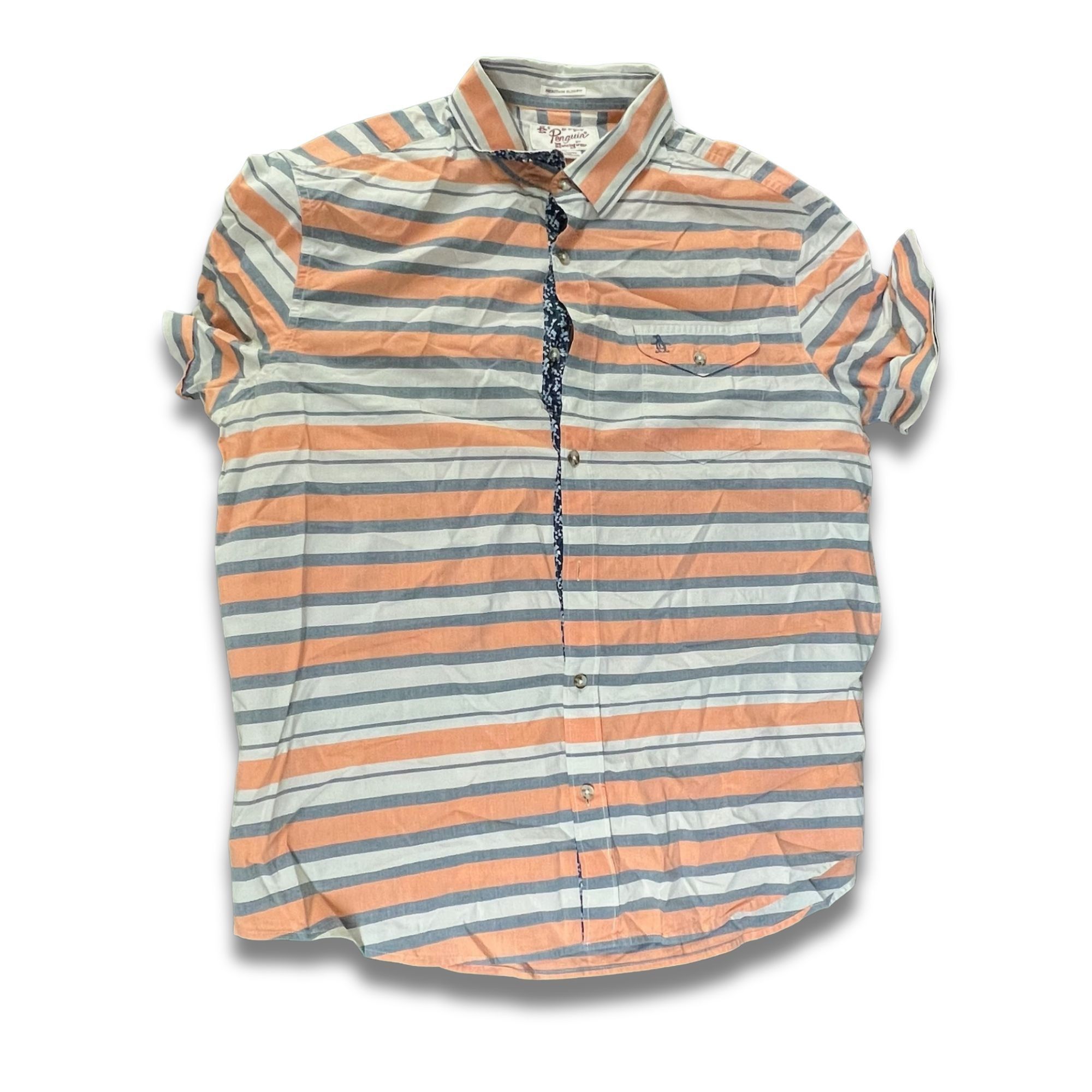 Original Penguin PENGUIN Poplin Striped Short-Sleeve Button-Down Shirt Casual Size US XL / EU 56 / 4 - 2 Thumbnail