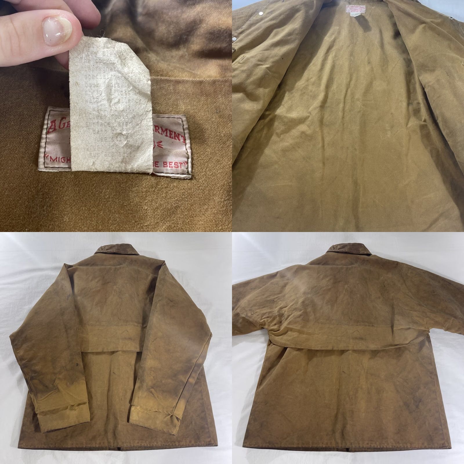 Filson VINTAGE Filson 63 Men's XL Waxed Jacket Double Tin Cloth Logger Cruiser Worn Beige Tin Jacket Field Jacket Mens XL Beige 1963 Decade Outdoor Size US XL / EU 56 / 4 - 10 Thumbnail
