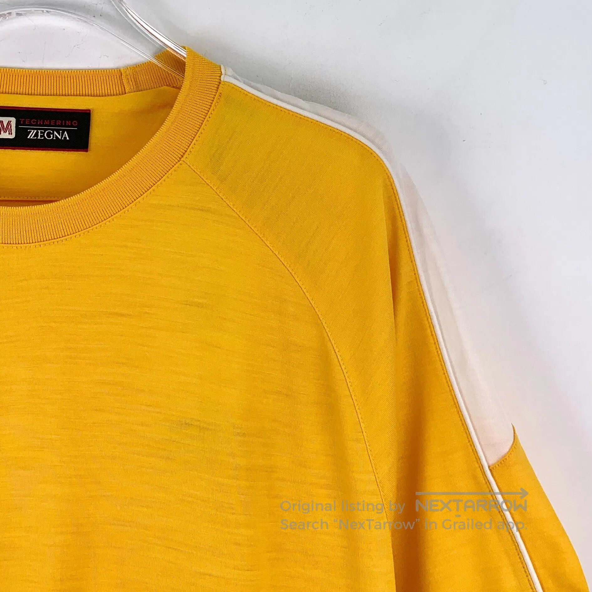 Ermenegildo Zegna Zegna Yellow Logo Patch Wool Round Neck Short Sleeve T-Shi Size US S / EU 44-46 / 1 - 3 Thumbnail
