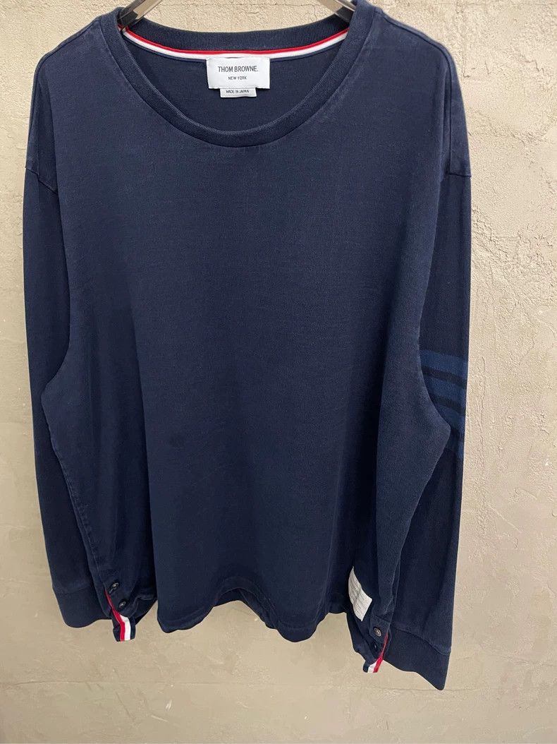 Thom Browne Thom Browne Dark blue four-striped long-sleeved T-shirt 250 Size US XL / EU 56 / 4 - 3 Thumbnail