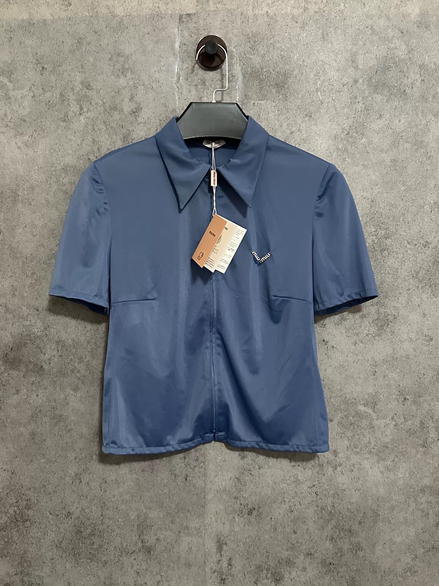 Miu Miu Miu Miu Blue Slim Short-Sleeve Sport Jacket Size S / US 4 / IT 40 - 1 Thumbnail