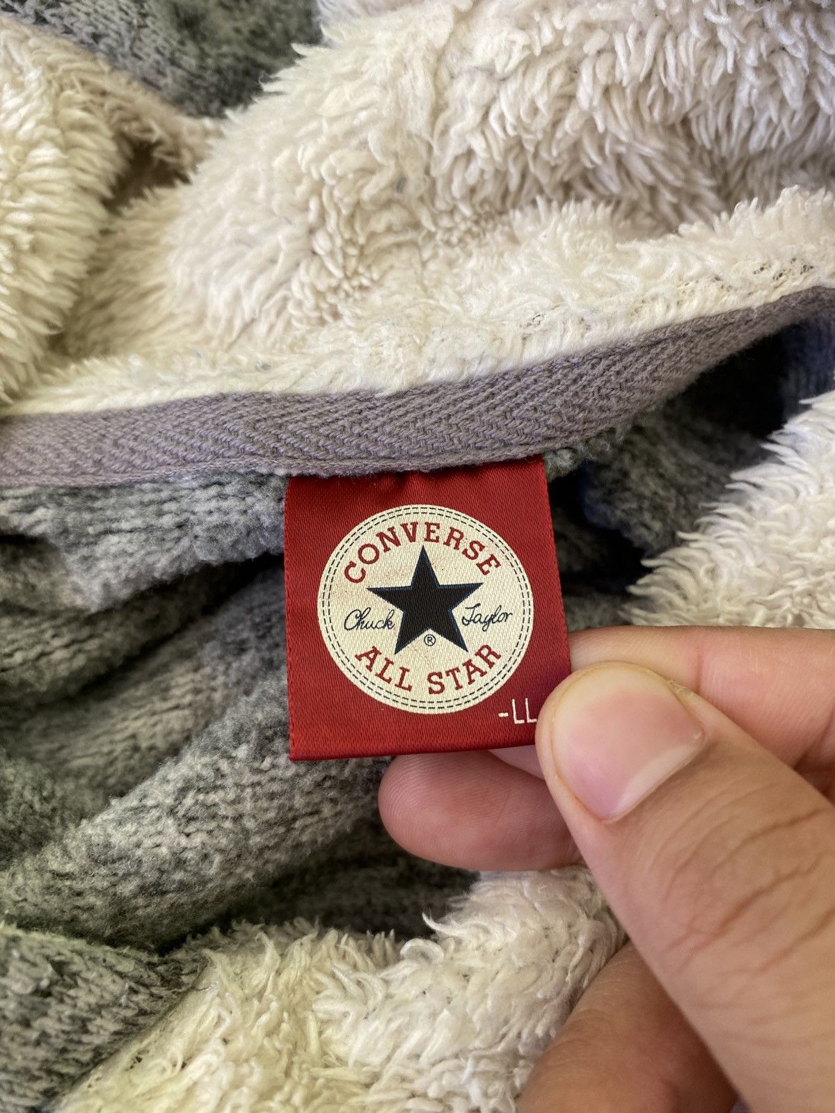Converse Converse All Star Sherpa Hoodie Japan Y2K Rare Grey Size US M / EU 48-50 / 2 - 6 Thumbnail