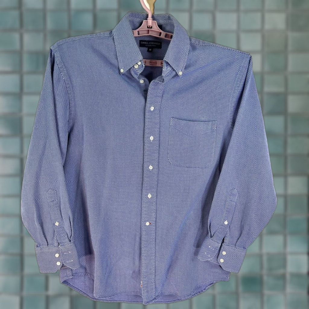 Cremieux VINTAGE Daniel Cremieux Hounds Tooth Heavy Weight Cotton Button-Down Shirt M Blue Adult Shirt Size US M / EU 48-50 / 2 - 1 Thumbnail