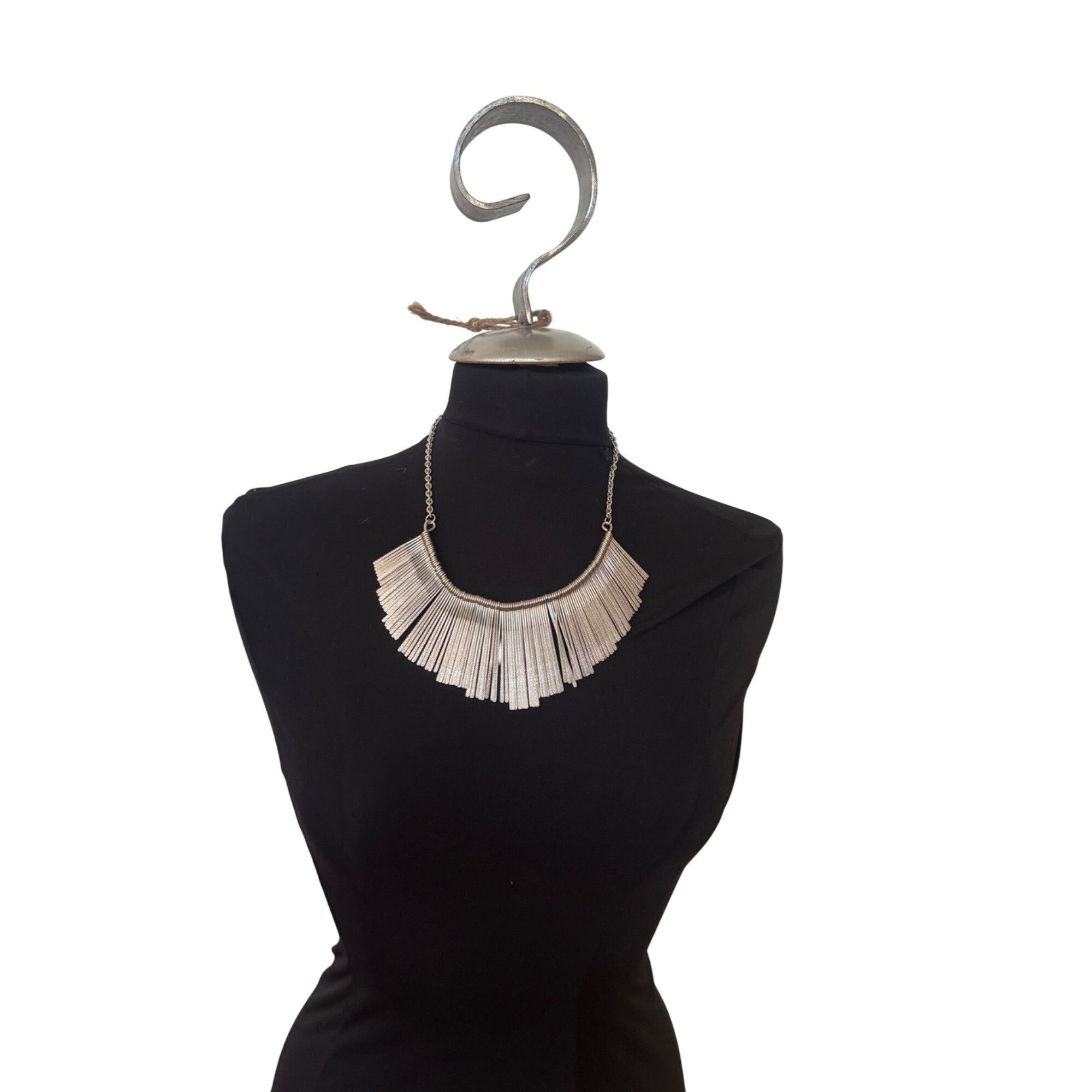 Other Silver Fringe Statement Necklace With Adjustable Chain & Lob Size ONE SIZE - 7 Thumbnail
