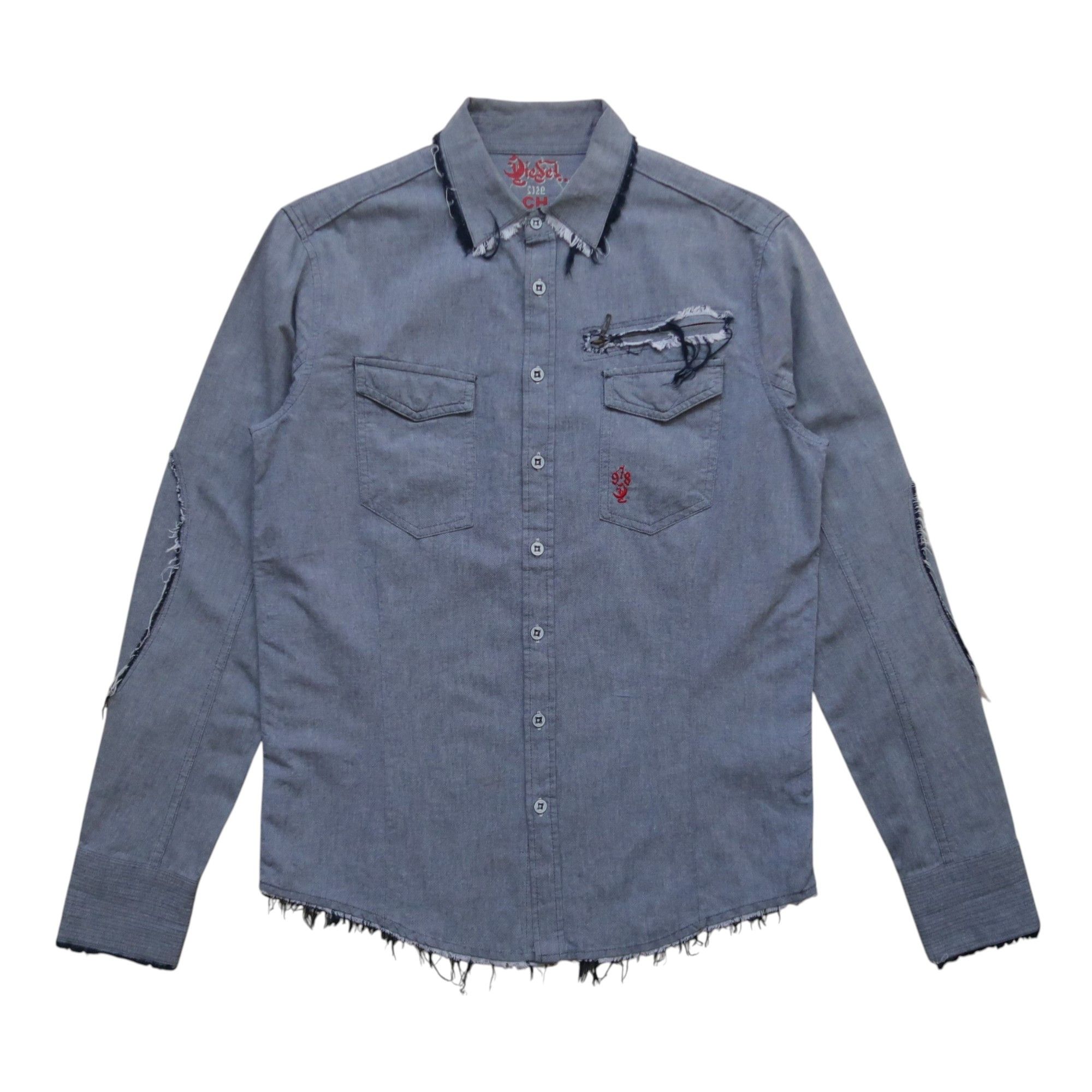 Japanese Brand 1990s Diesel Distressed Western Shirt Unfinished Size US M / EU 48-50 / 2 - 1 Thumbnail