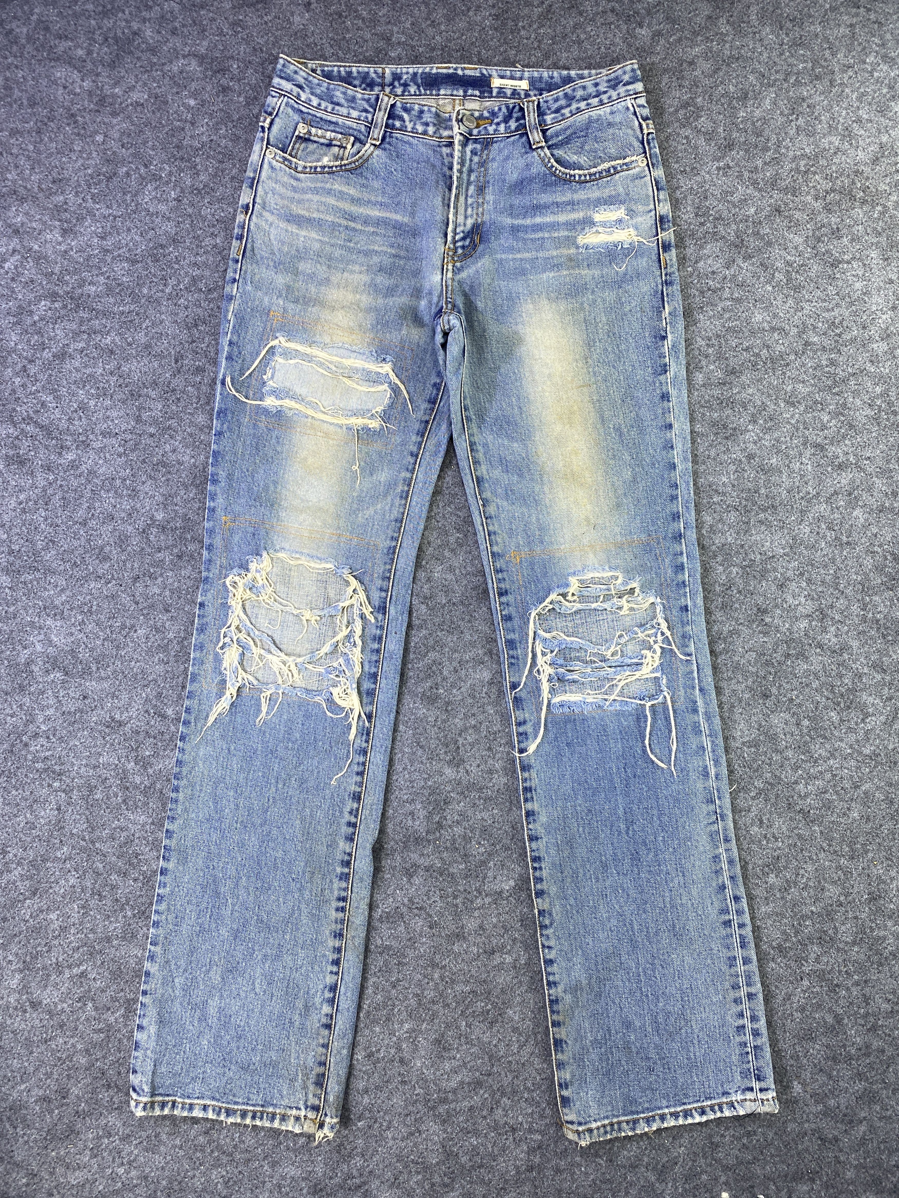 Japanese Brand Hard Edge Distressed Blue Wash Jeans - J965 Size US 30 / EU 46 - 1 Thumbnail