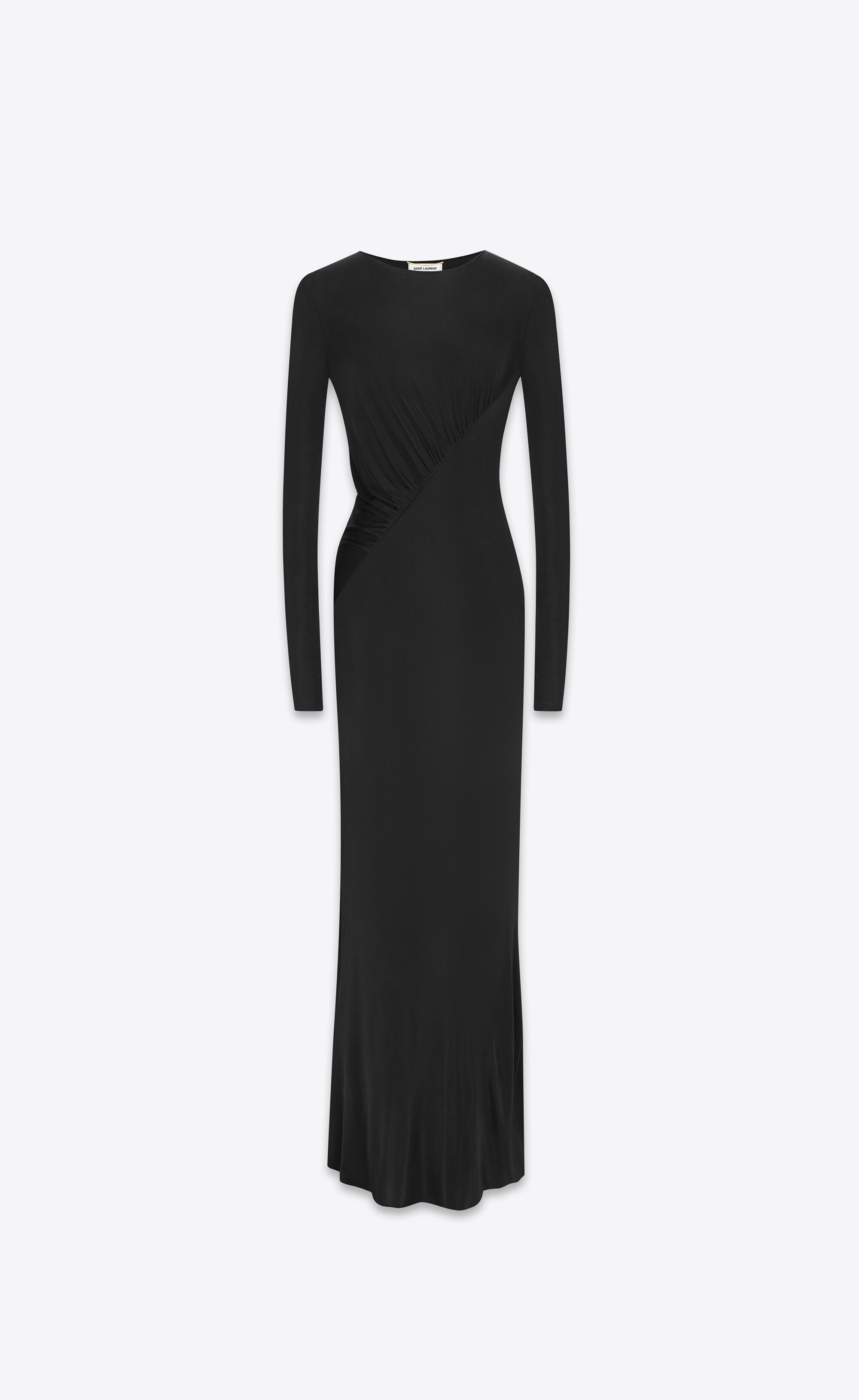 Saint Laurent Paris o1tp1o1224 Long Draped Dress In Jersey in Black Size XL / US 12-14 / IT 48-50 - 1 Thumbnail