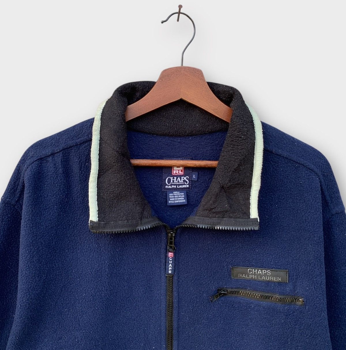 Chaps Ralph Lauren VINTAGE 90s CHAPS RALPH LAUREN FLEECE NAVY JACKET PATCH LOGO Size US L / EU 52-54 / 3 - 6 Thumbnail
