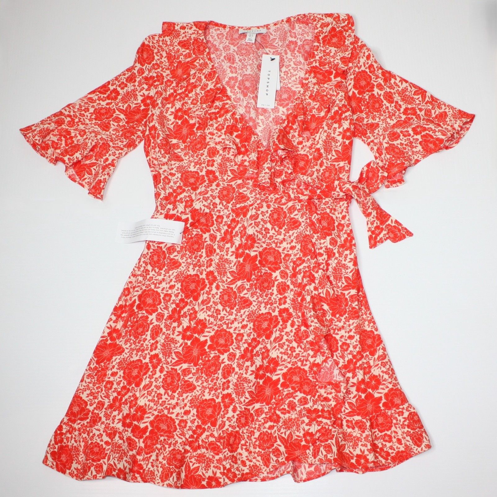Topshop Floral Print Ruffle Wrap Mini Dress in Petite US 2 NWT $75 Size XS / US 0-2 / IT 36-38 - 11 Thumbnail
