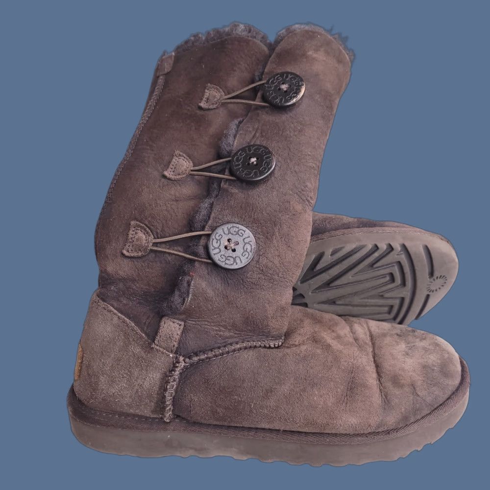 Ugg UGG Boots Womens 8 Brown Tall Wool Shearling Button Shoes Boots Womens 8 Brown Size US 8 / IT 38 - 1 Thumbnail