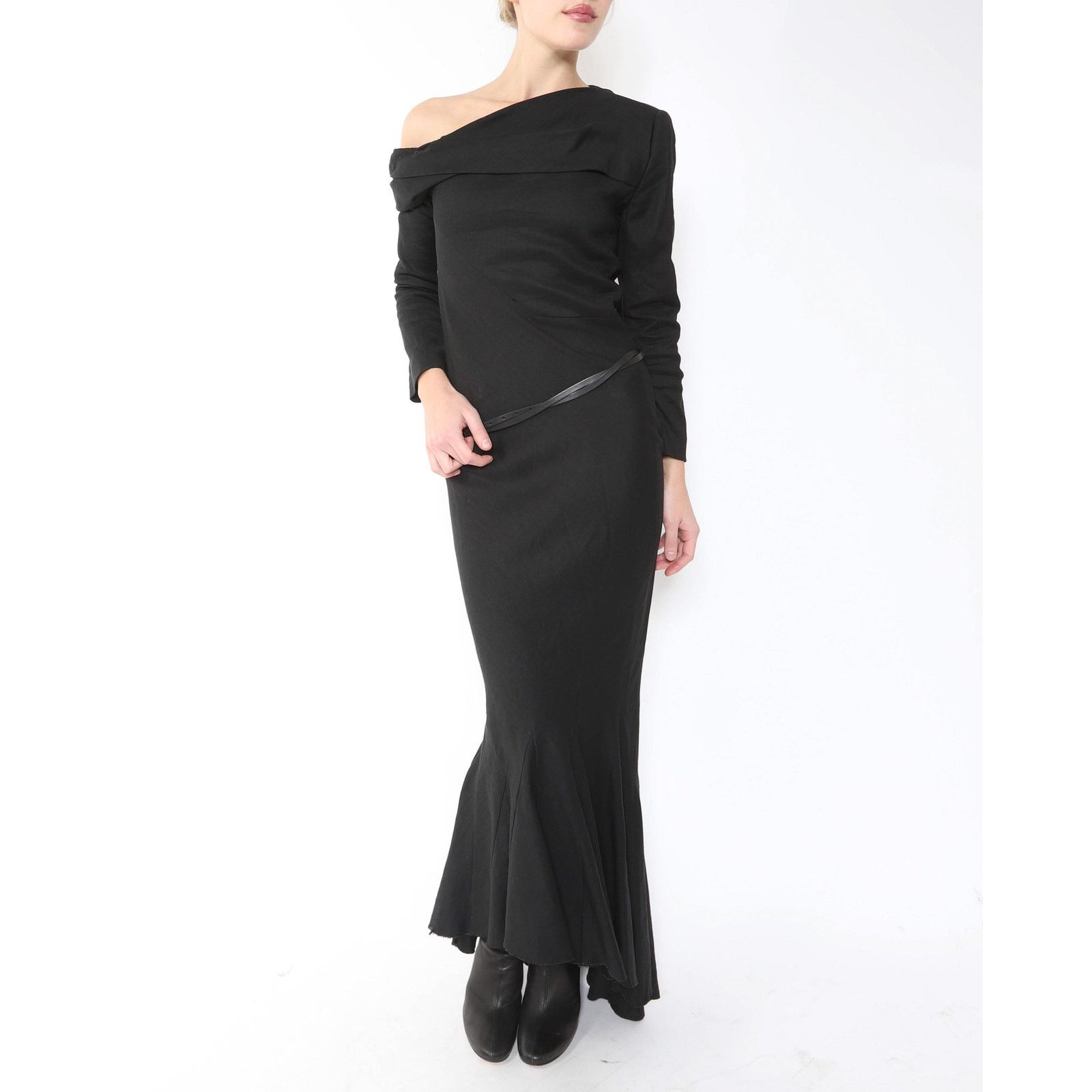 Haider Ackermann FW09 Off- Shoulder Maxi Dress in Black Size XS / US 0-2 / IT 36-38 - 8 Thumbnail