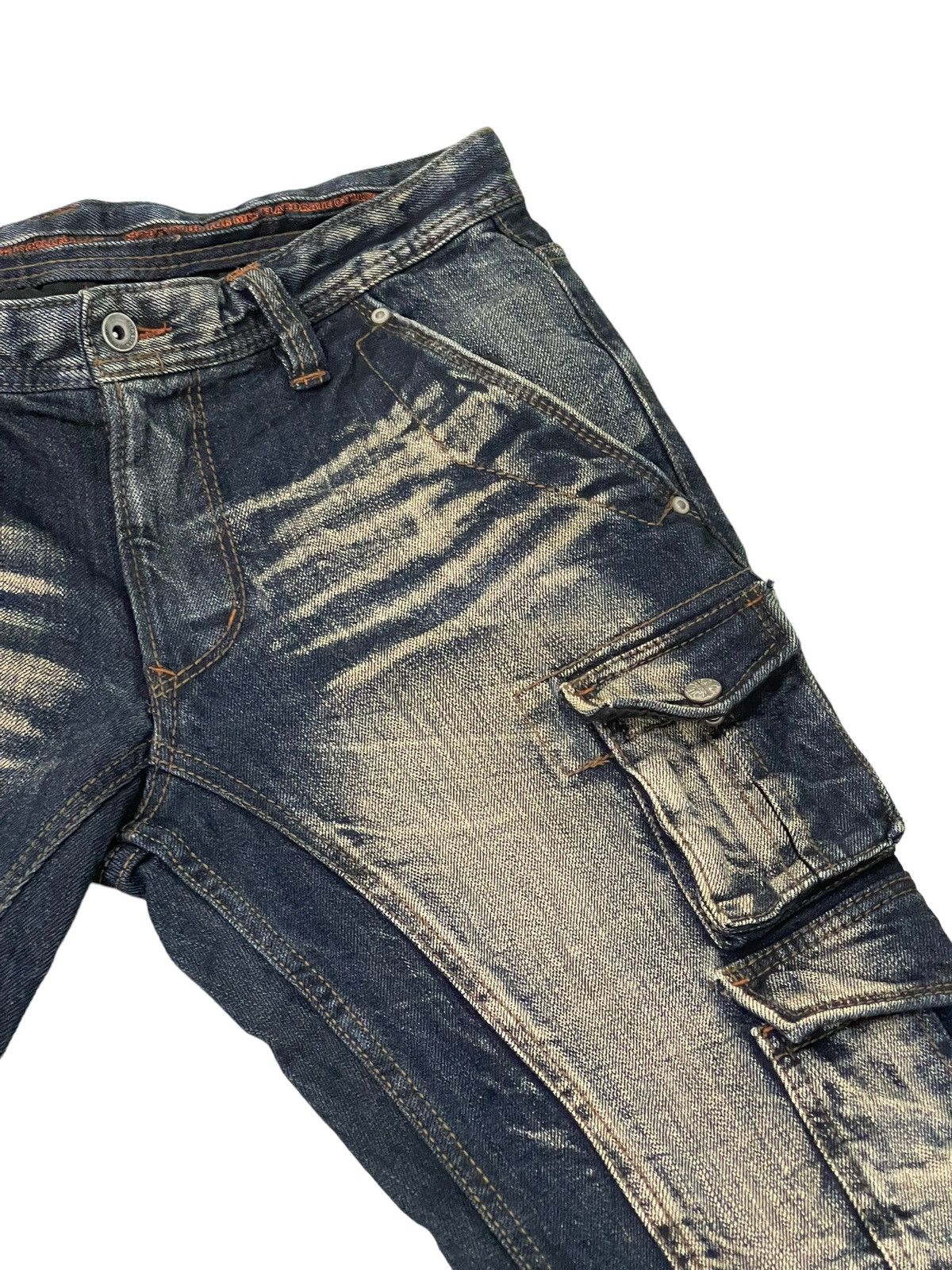 Japanese Brand Slight Flare Cargo Jeans Nicole Club Acid Wash Boot Cut 8🟦4 Size US 33 - 9 Thumbnail