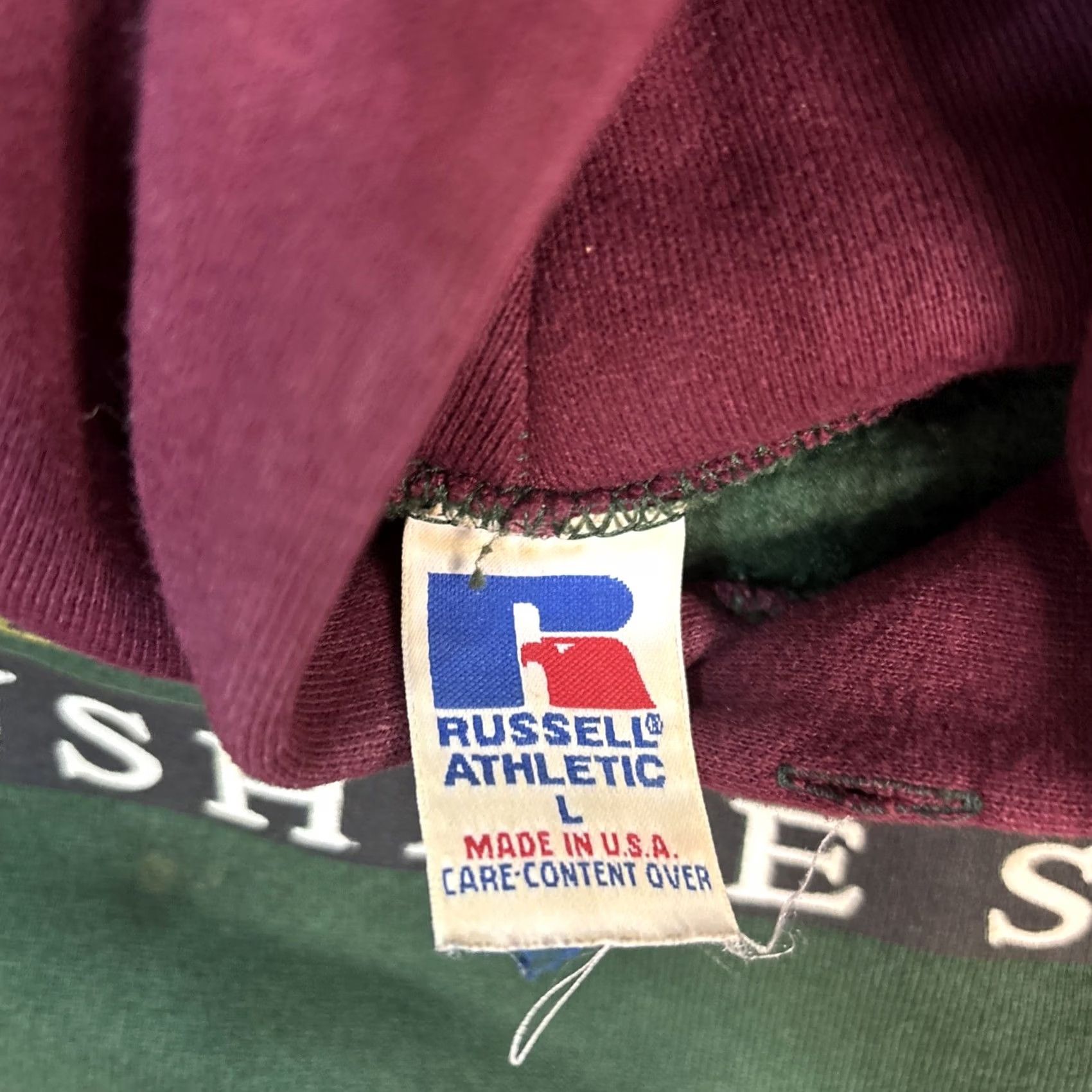 Russell Athletic VINTAGE Russell Athletic Hoodie Mens Large Green Burgundy Florida Sunshine State Mens L Green Vintage Size US L / EU 52-54 / 3 - 4 Thumbnail