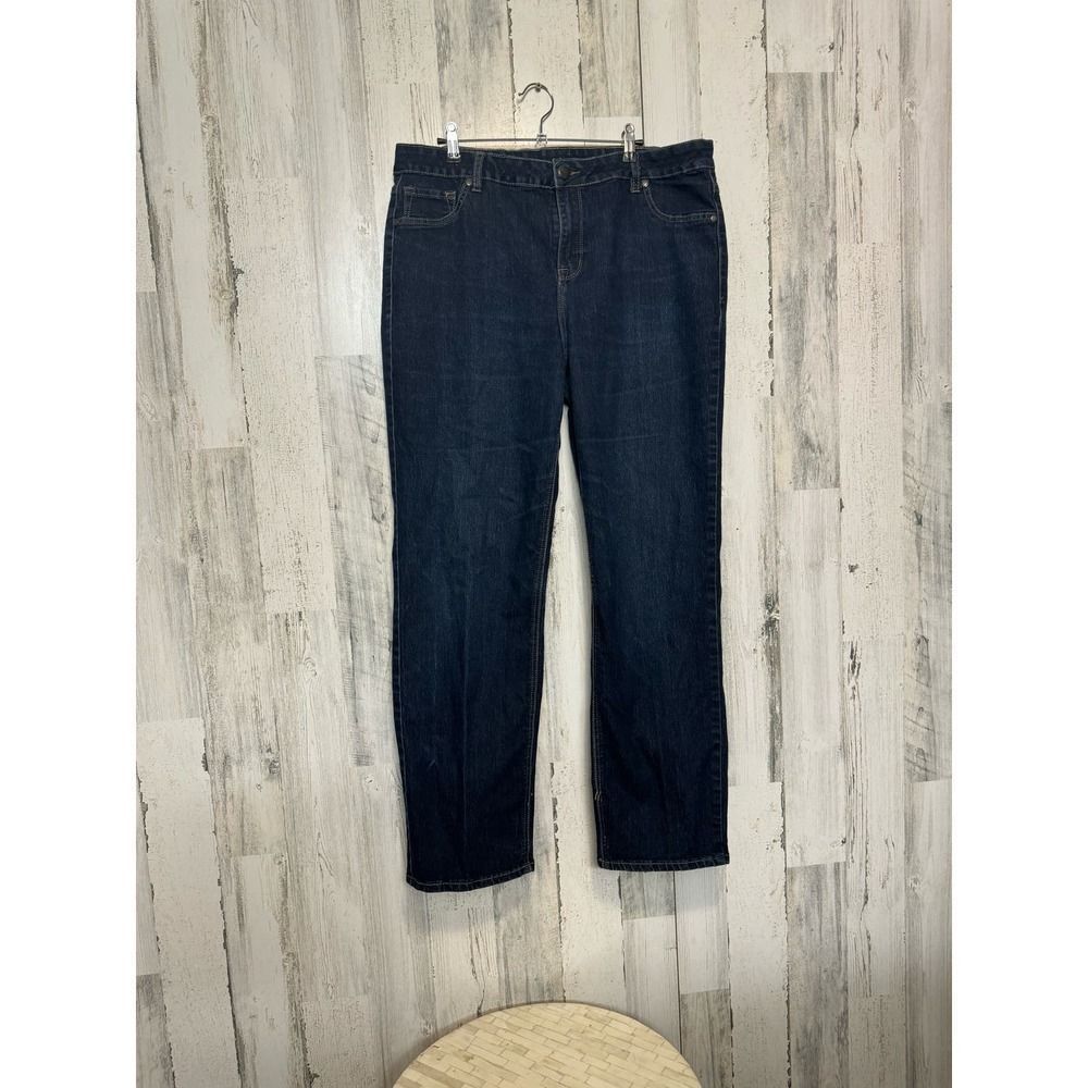 Avenue Avenue Denim Straight Leg Jeans | Dark Wash Stretch Mid-Rise – Size 18 Average Size 38" / US 16 / IT 52 - 5 Thumbnail