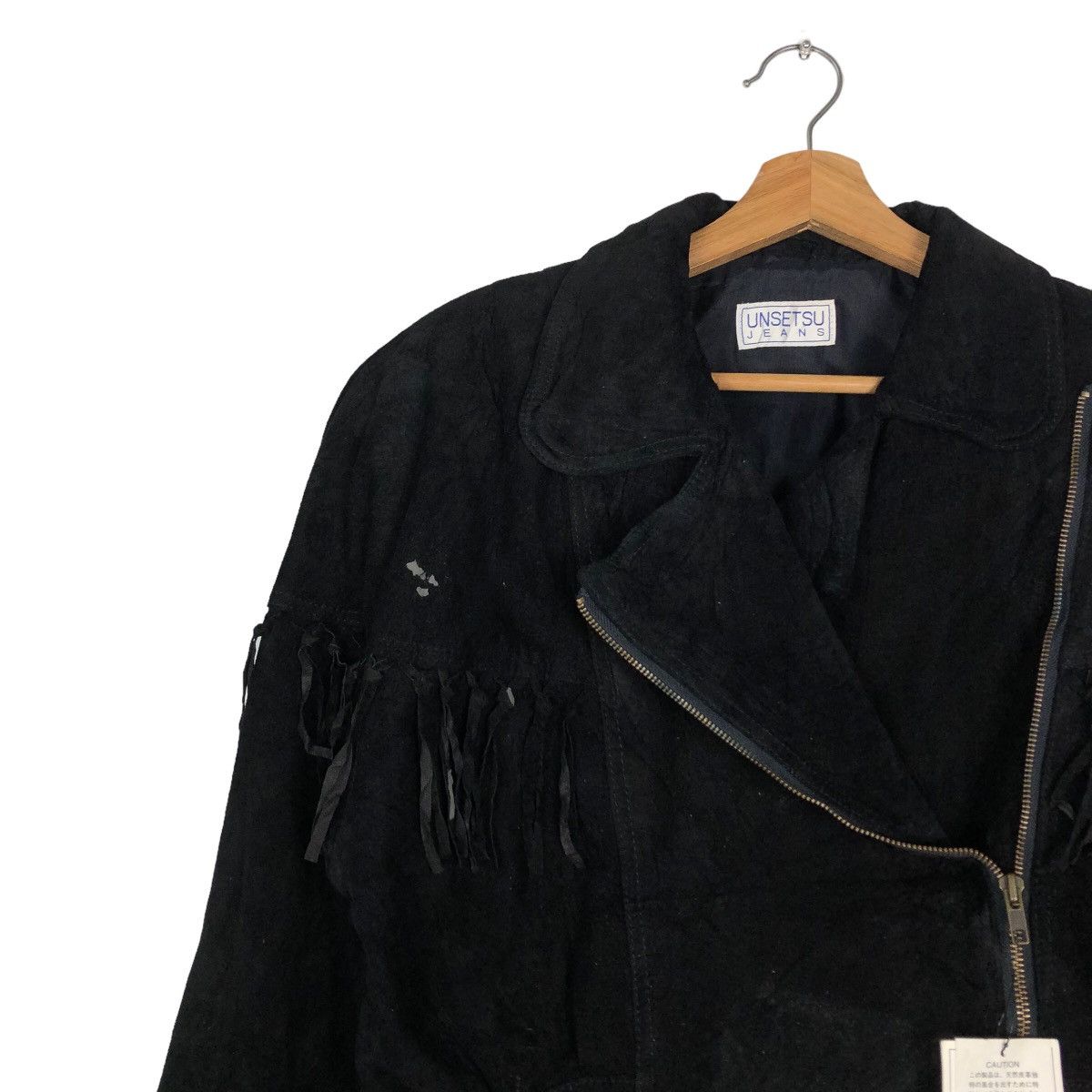 Genuine Leather 🔥Rich Black Biker Jacket Asymmetric Zipper Unsetsu Kapital Size US M / EU 48-50 / 2 - 7 Thumbnail