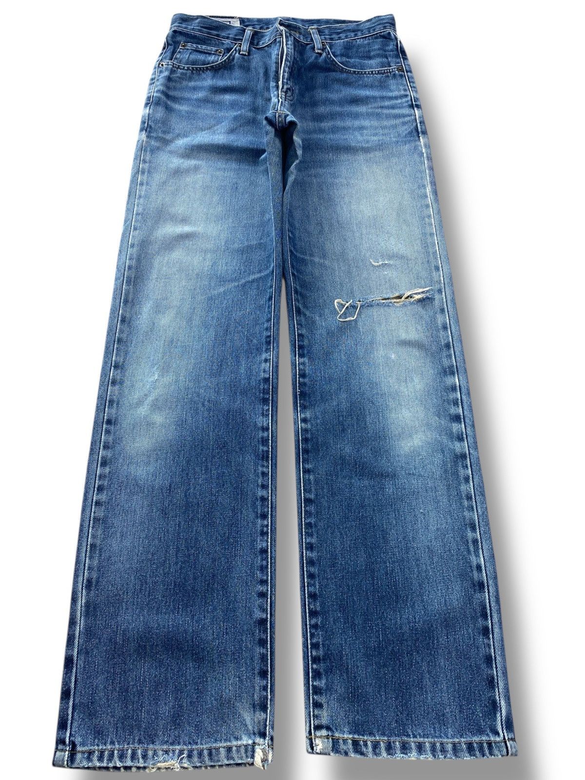 Edwin Edwin Faded Blue Wash Ripped Style Straight Leg Jeans Size US 30 / EU 46 - 1 Thumbnail