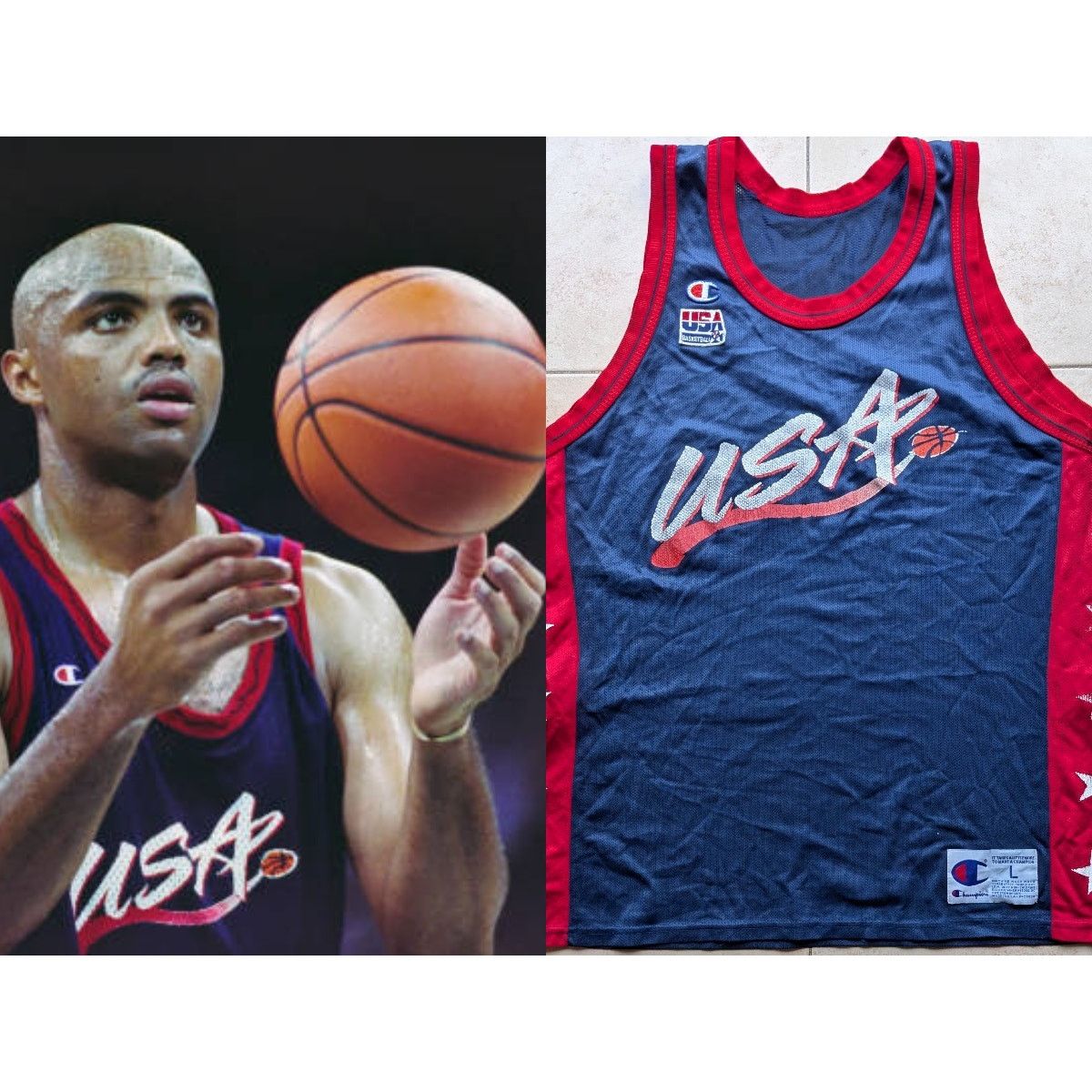 Champion × NBA × USA Olympics Atlanta 1996 Olympic DREAM Team USA Basketball jersey L vtg Size US L / EU 52-54 / 3 - 1 Thumbnail