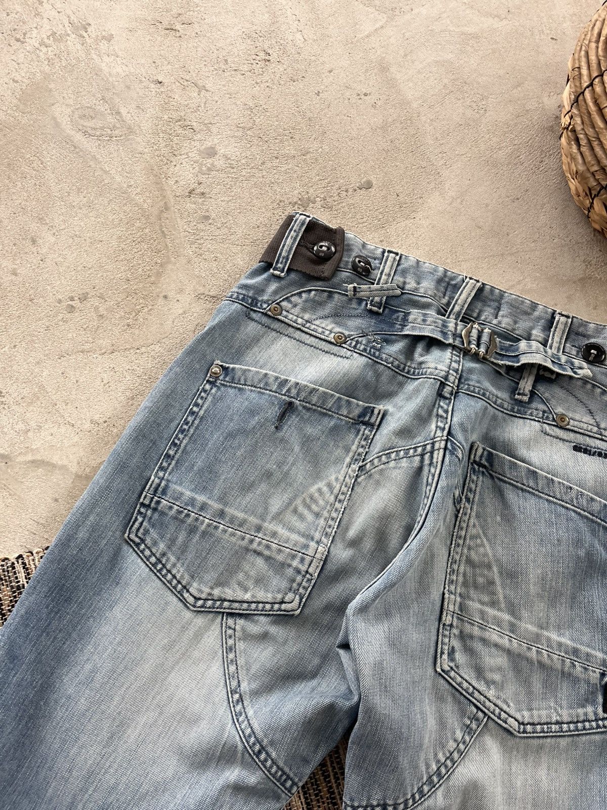 G-Star Vintage GStar Raw Moto Double Knee Faded Denim Jeans Y2K Size US 31 - 15 Thumbnail
